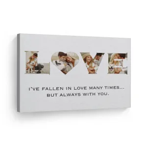 Personalized Gift Wall Art Custom Photo Collage Love Letter Shape with Custom Text