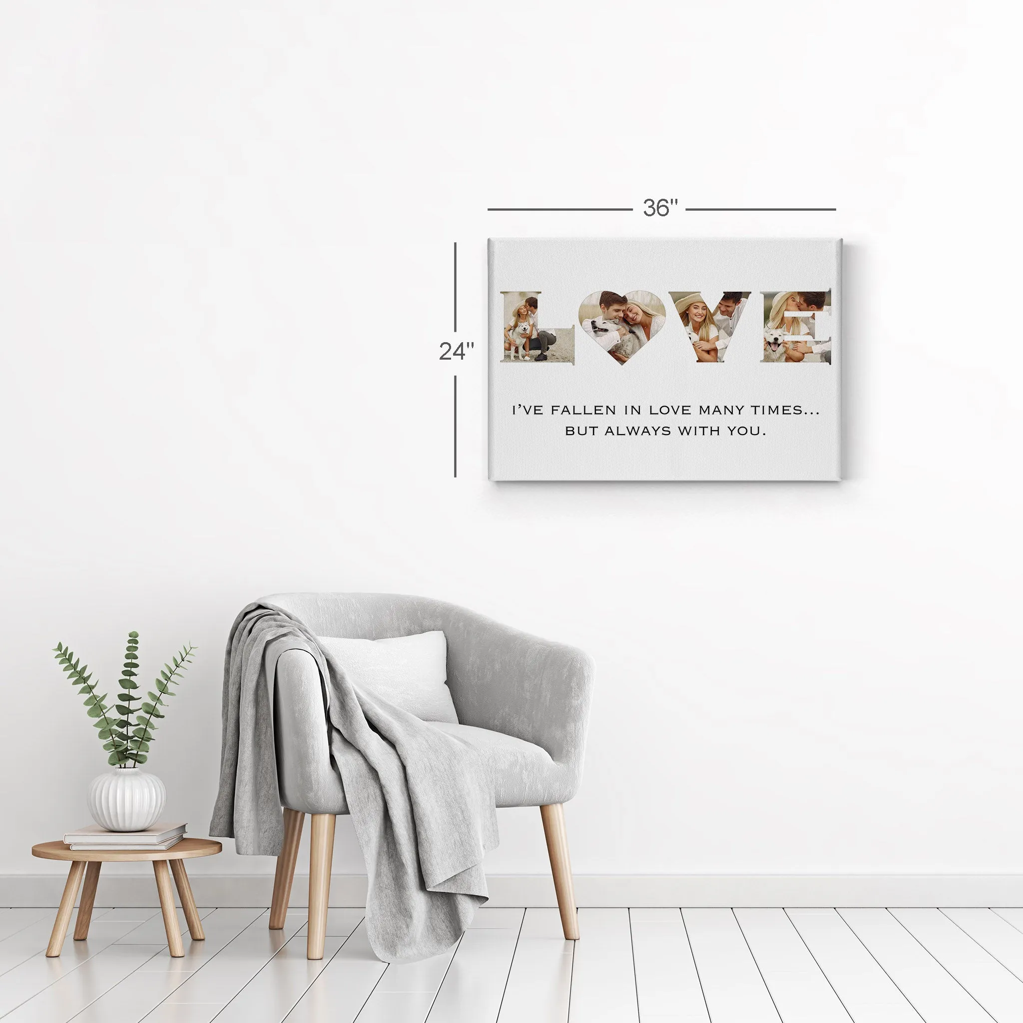 Personalized Gift Wall Art Custom Photo Collage Love Letter Shape with Custom Text