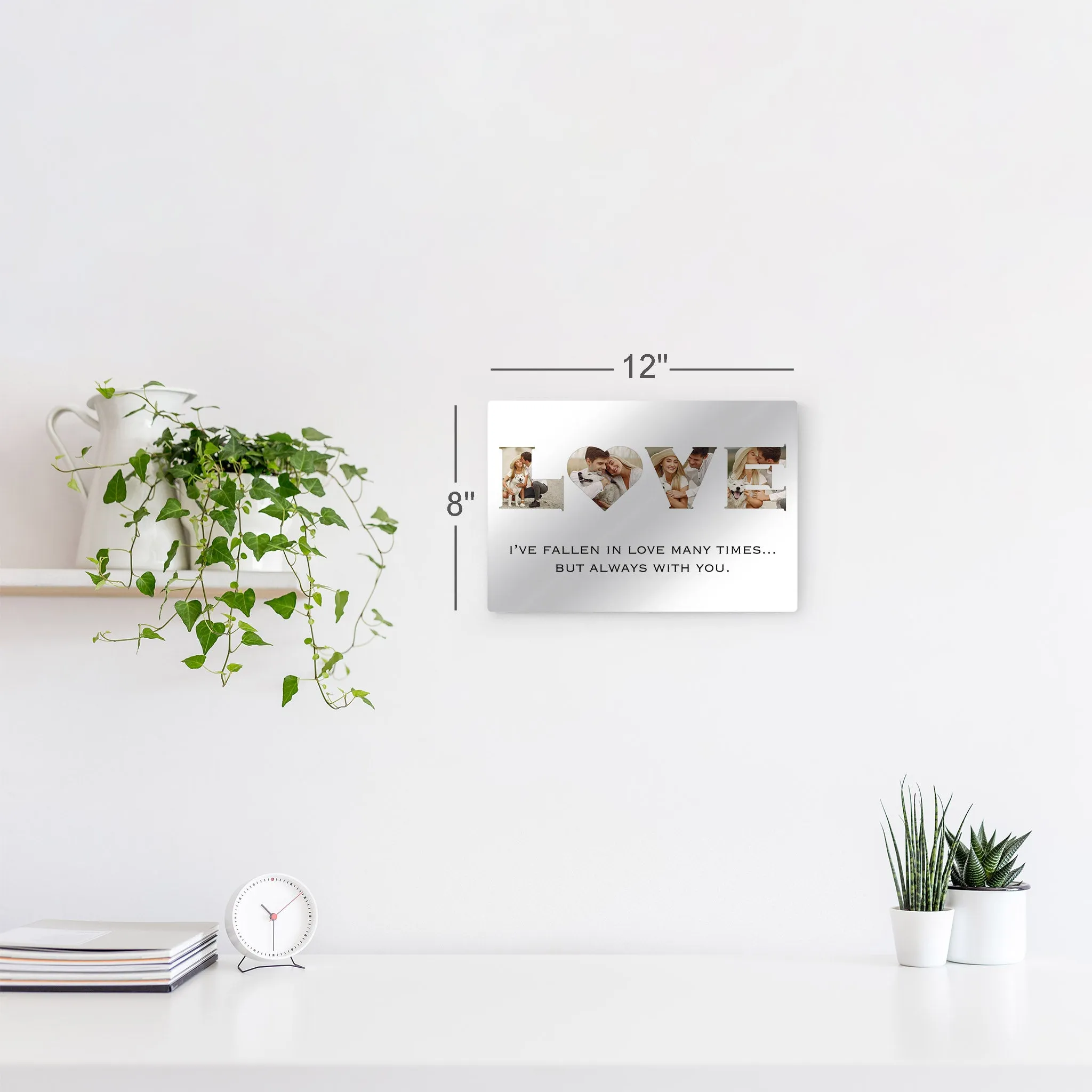 Personalized Gift Wall Art Custom Photo Collage Love Letter Shape with Custom Text