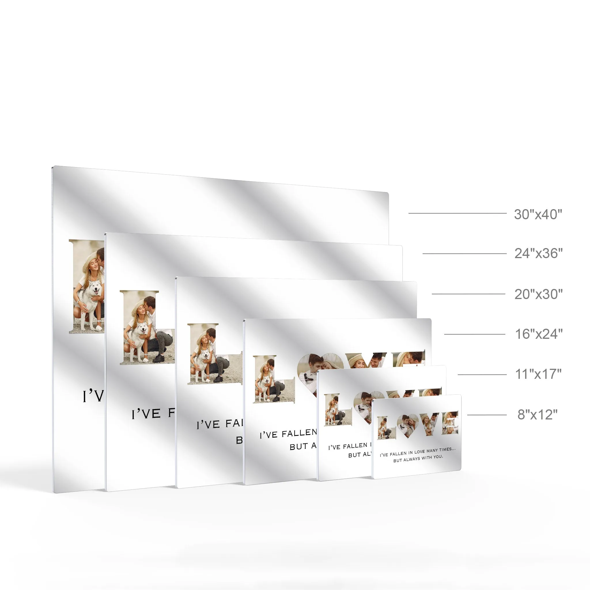Personalized Gift Wall Art Custom Photo Collage Love Letter Shape with Custom Text