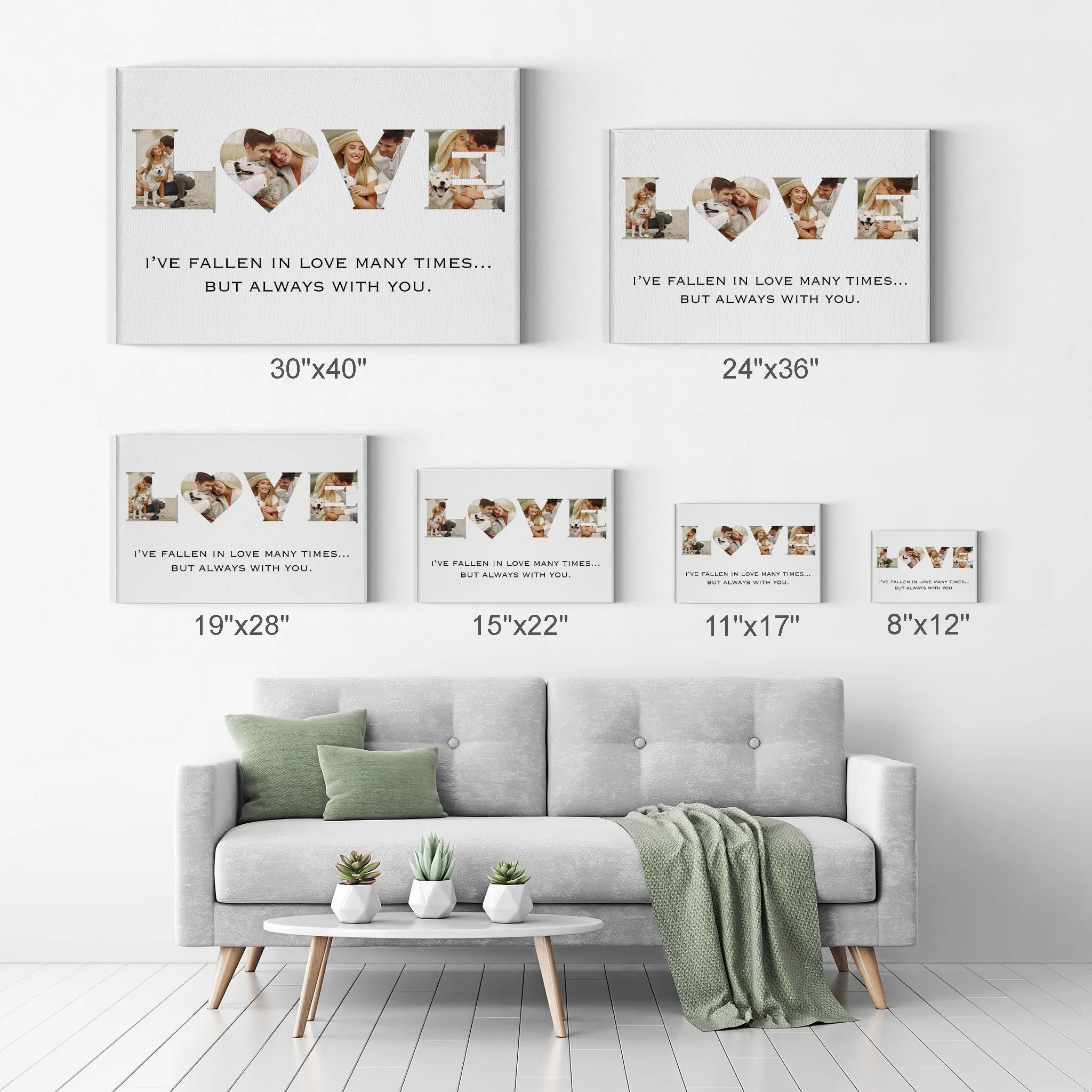 Personalized Gift Wall Art Custom Photo Collage Love Letter Shape with Custom Text