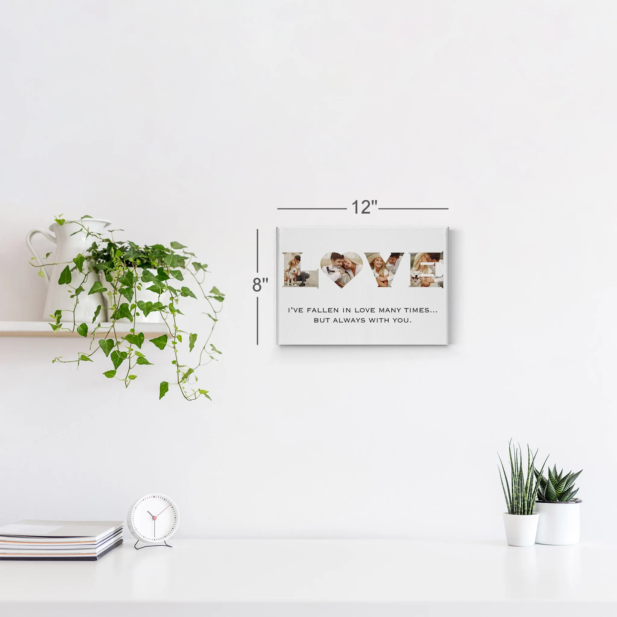 Personalized Gift Wall Art Custom Photo Collage Love Letter Shape with Custom Text