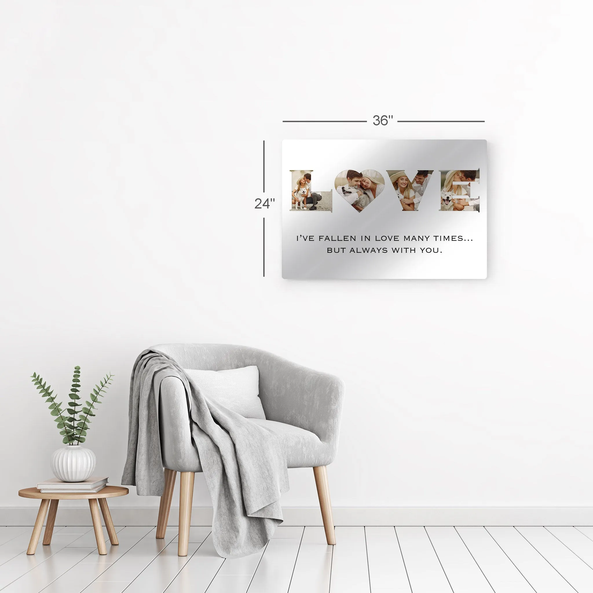 Personalized Gift Wall Art Custom Photo Collage Love Letter Shape with Custom Text
