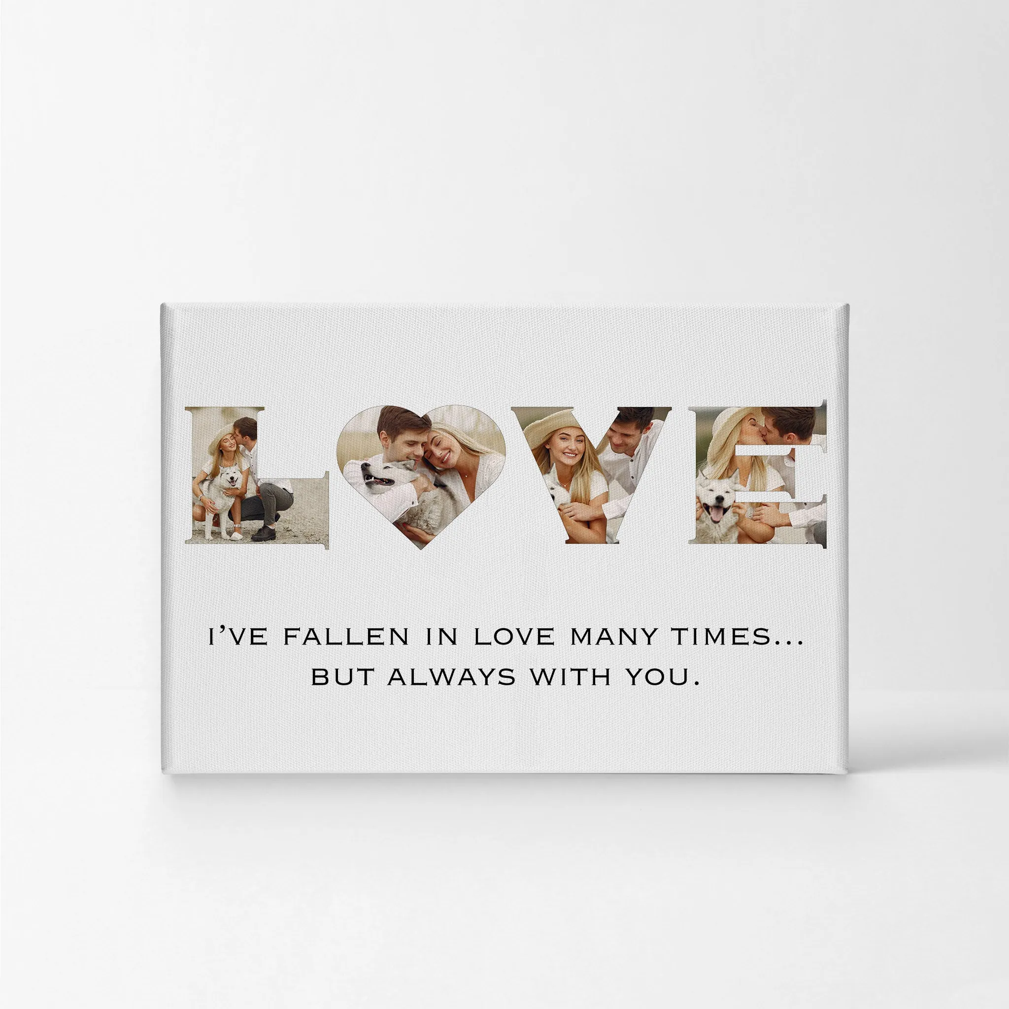 Personalized Gift Wall Art Custom Photo Collage Love Letter Shape with Custom Text