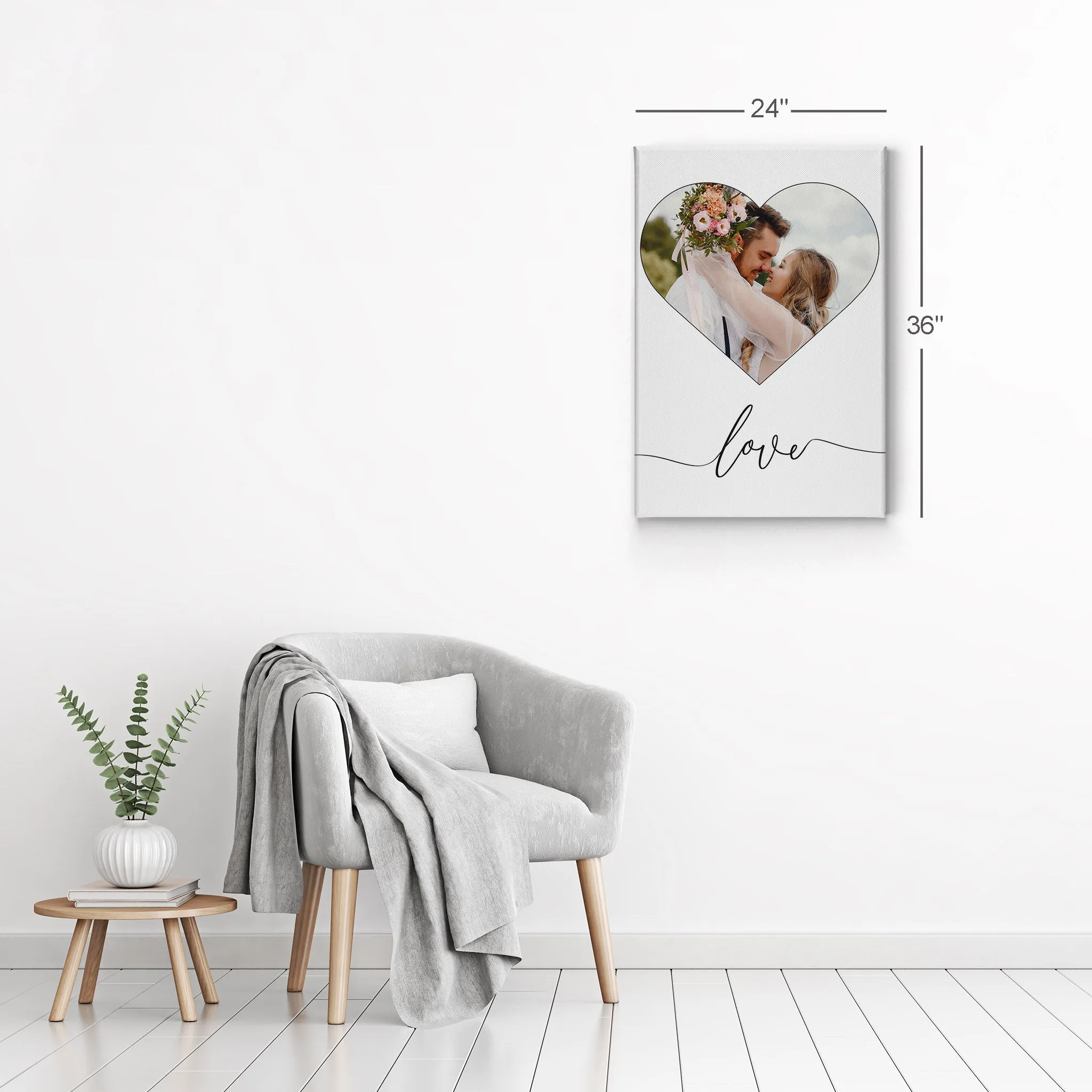 Personalized Gift Wall Art Custom Photo Hearth Shape with Love Text