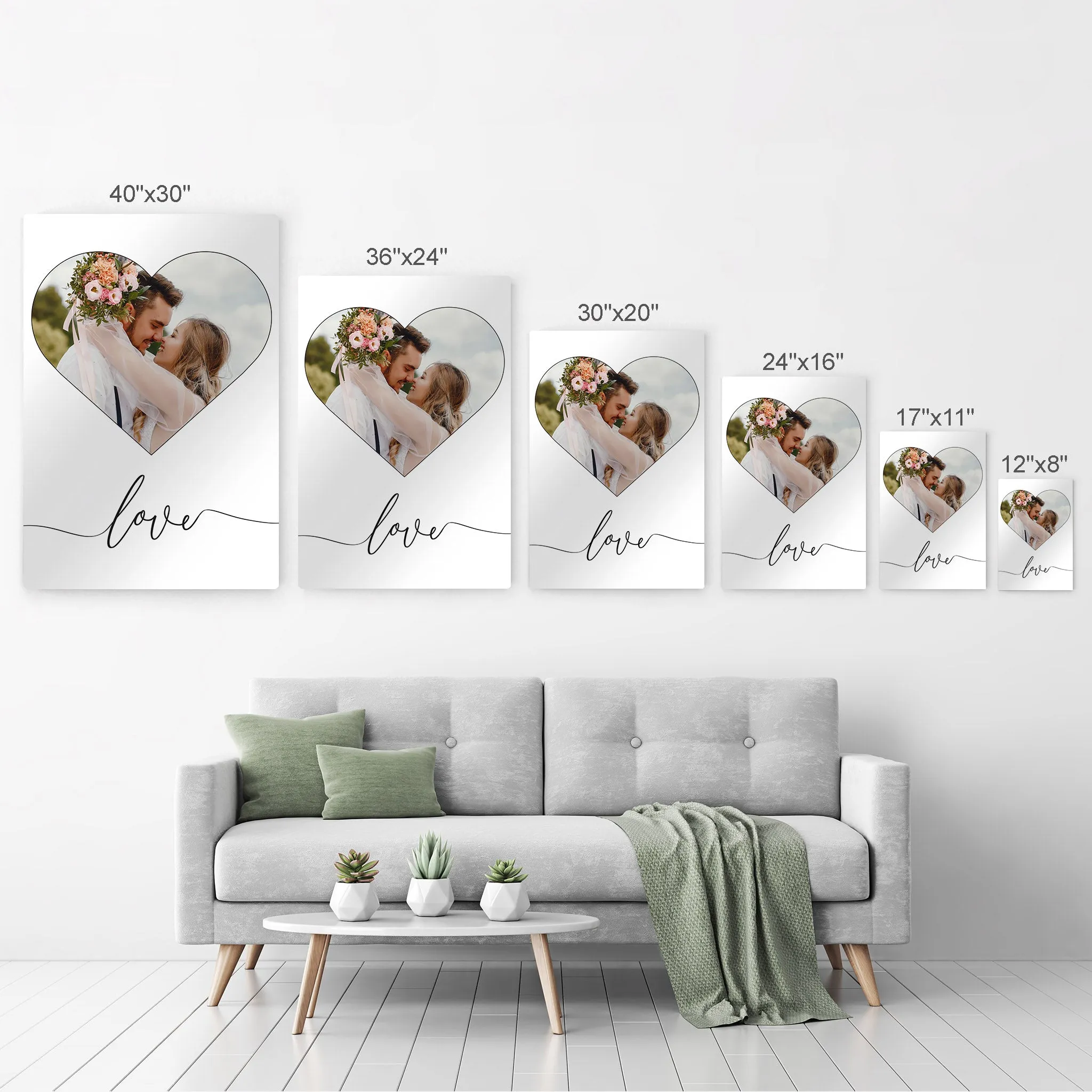 Personalized Gift Wall Art Custom Photo Hearth Shape with Love Text