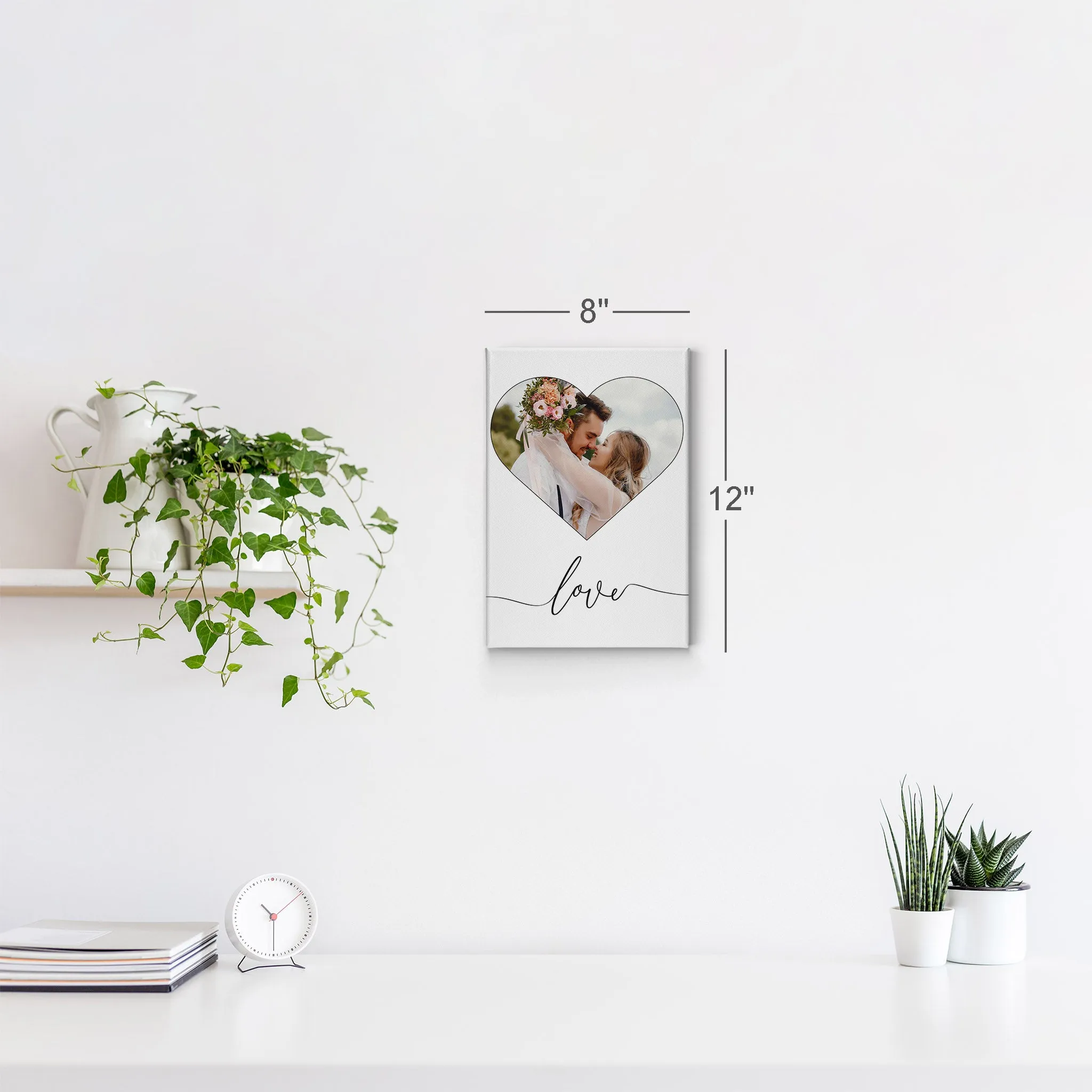 Personalized Gift Wall Art Custom Photo Hearth Shape with Love Text