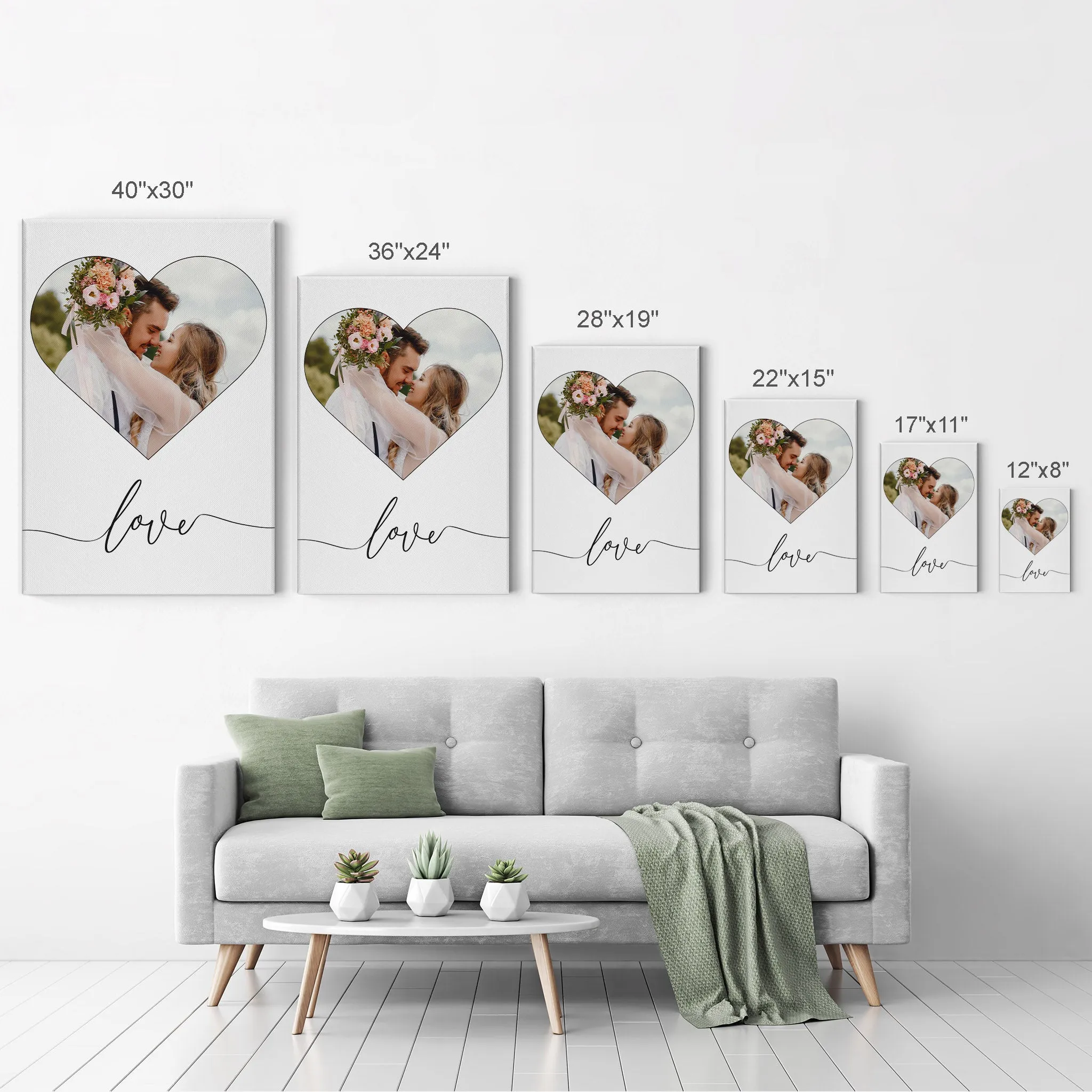 Personalized Gift Wall Art Custom Photo Hearth Shape with Love Text
