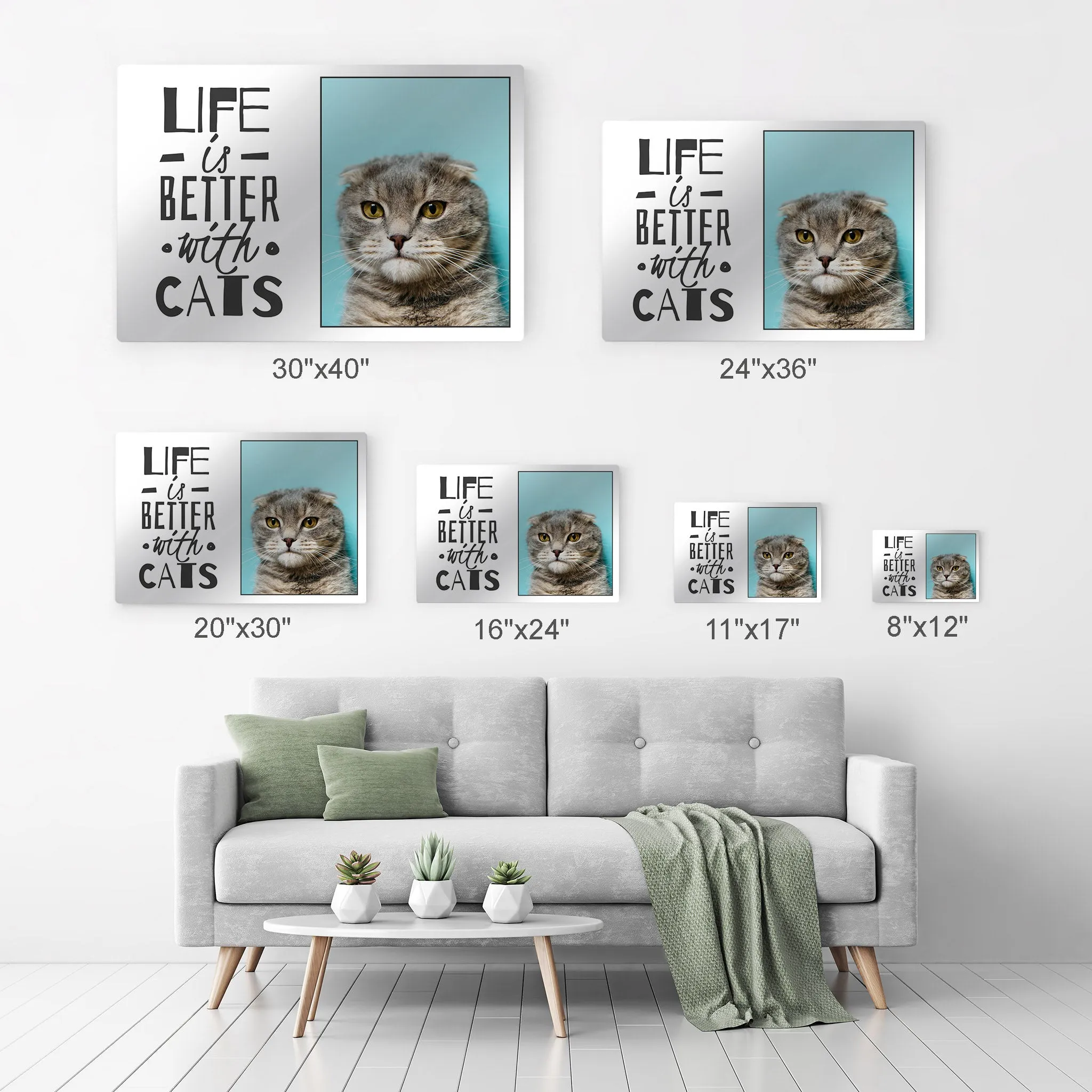 Personalized Gift Wall Art Custom Photo Pet - Life is Better with Cats