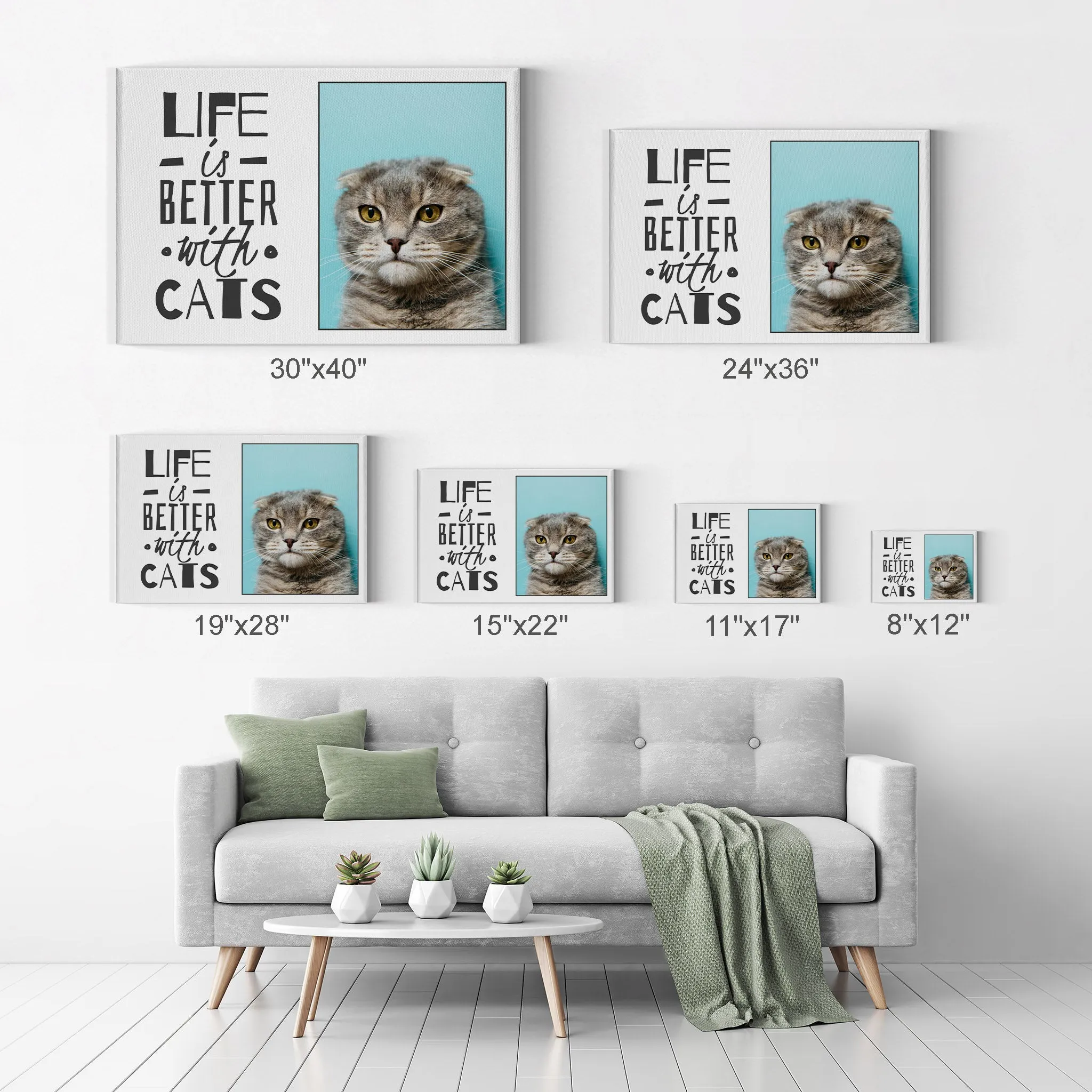 Personalized Gift Wall Art Custom Photo Pet - Life is Better with Cats