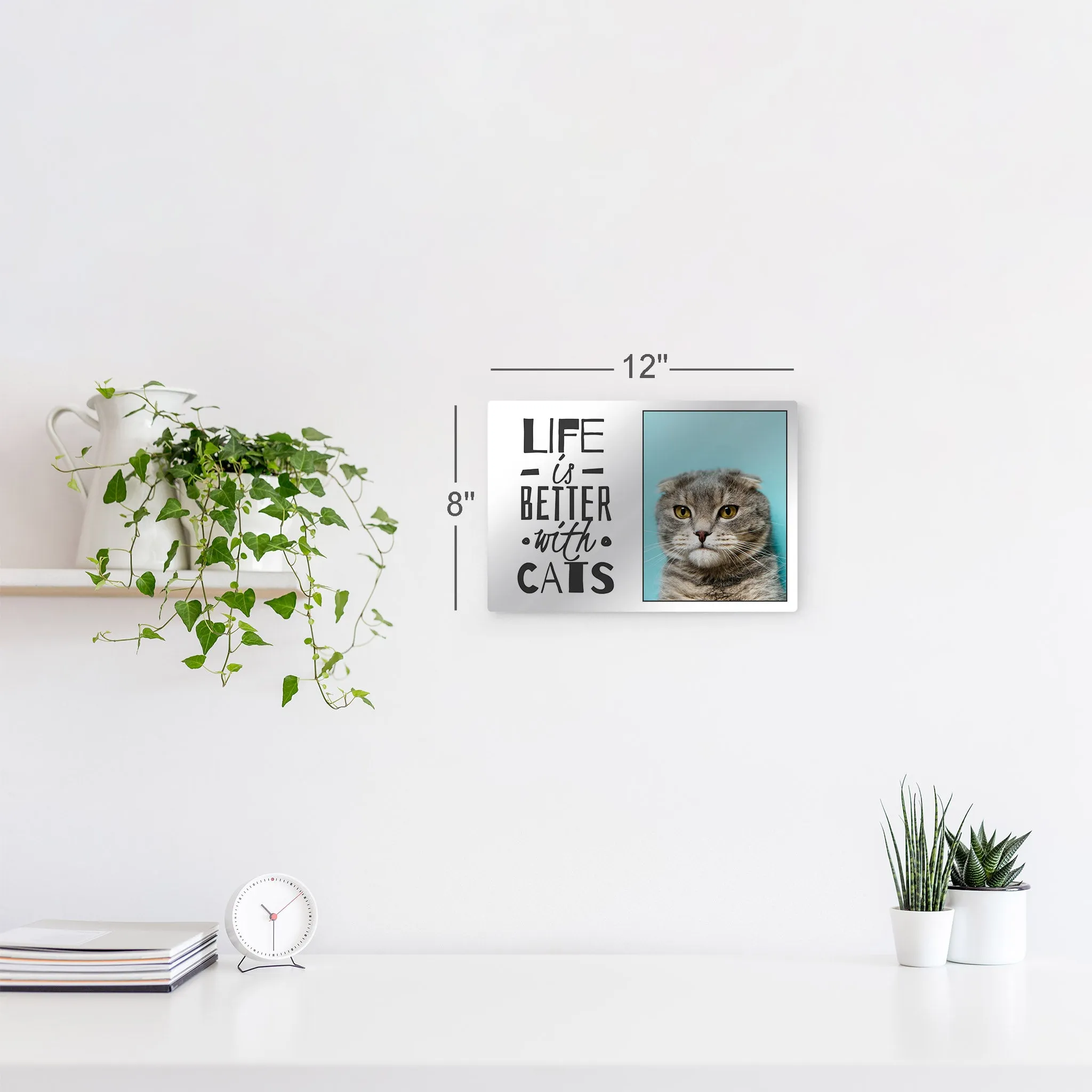 Personalized Gift Wall Art Custom Photo Pet - Life is Better with Cats