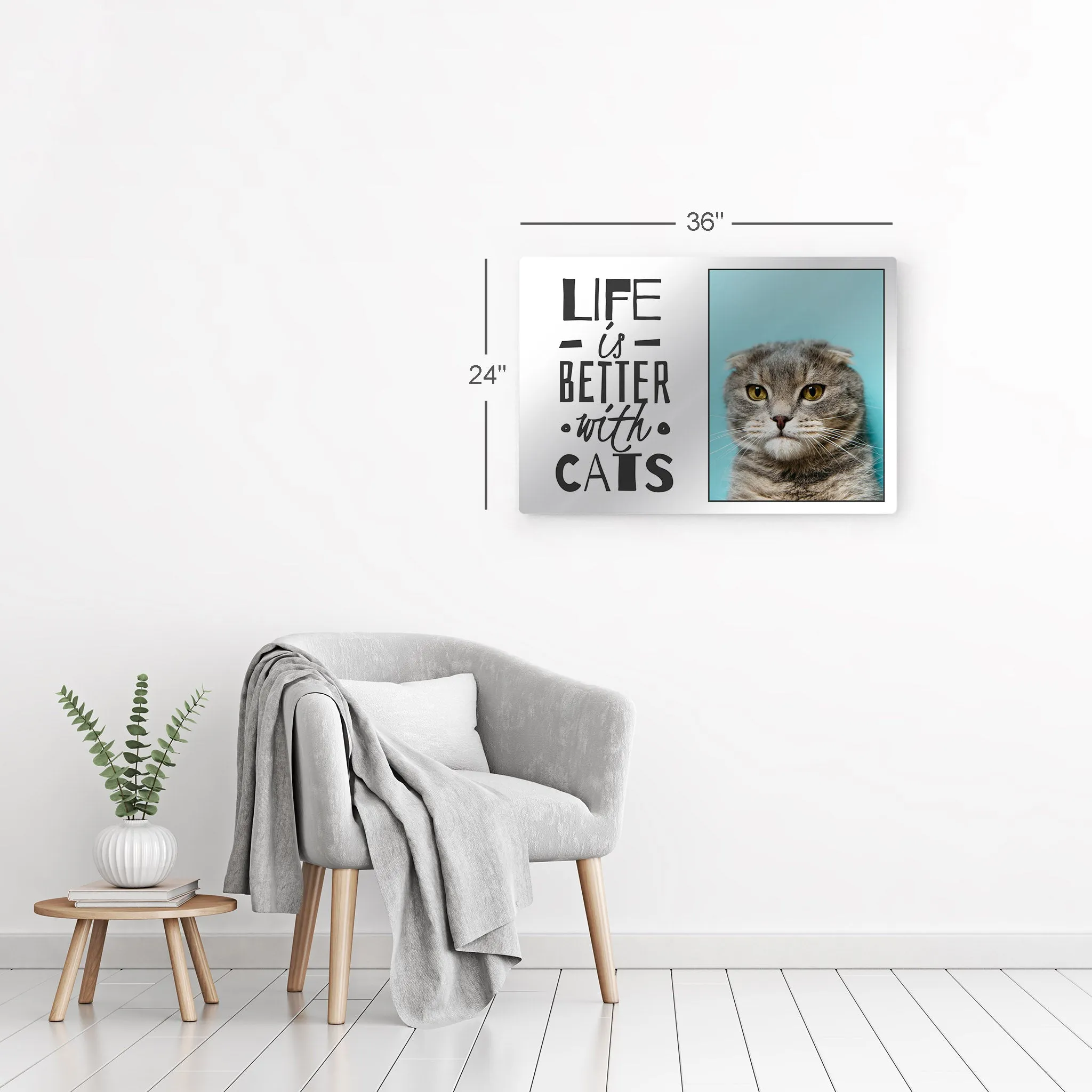 Personalized Gift Wall Art Custom Photo Pet - Life is Better with Cats