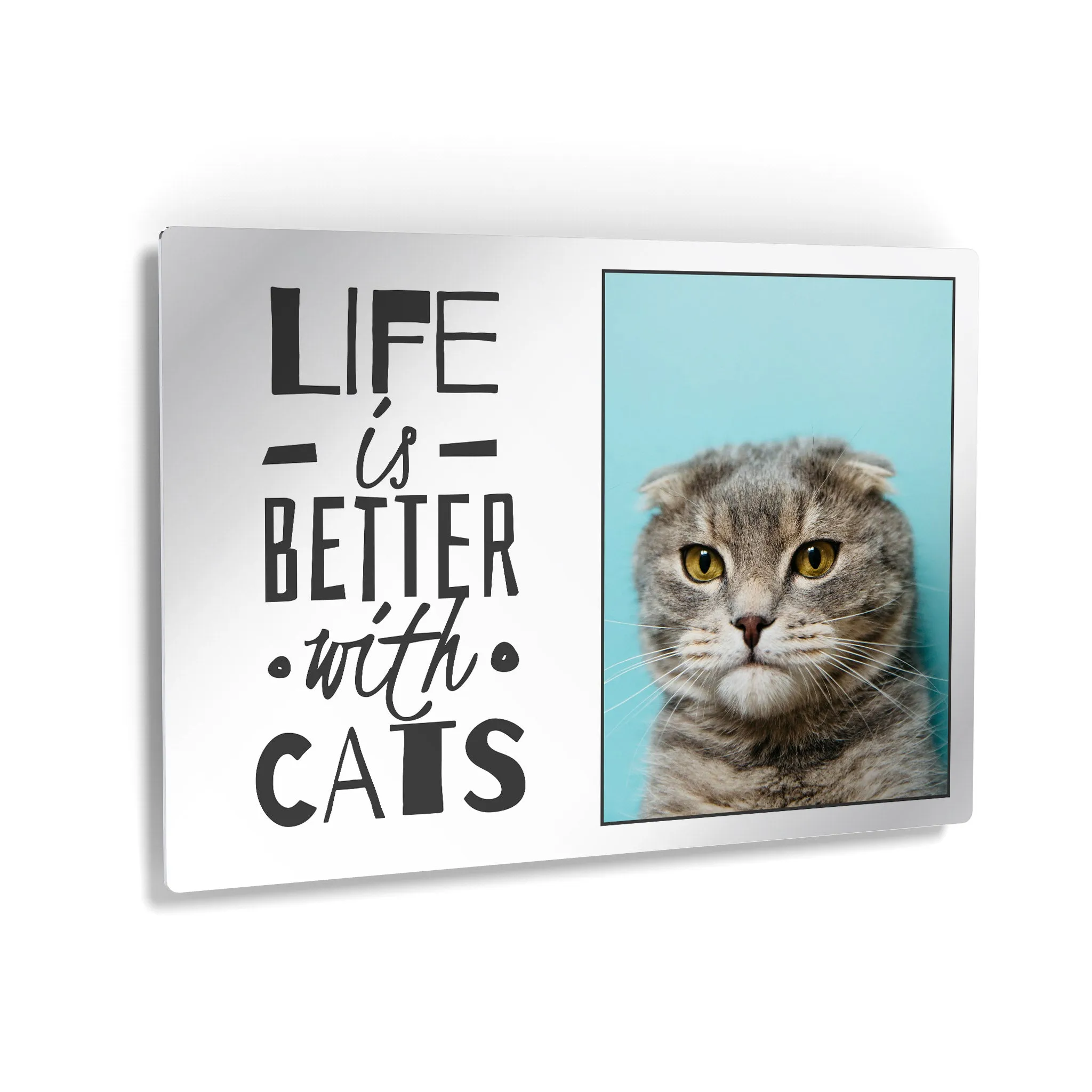 Personalized Gift Wall Art Custom Photo Pet - Life is Better with Cats