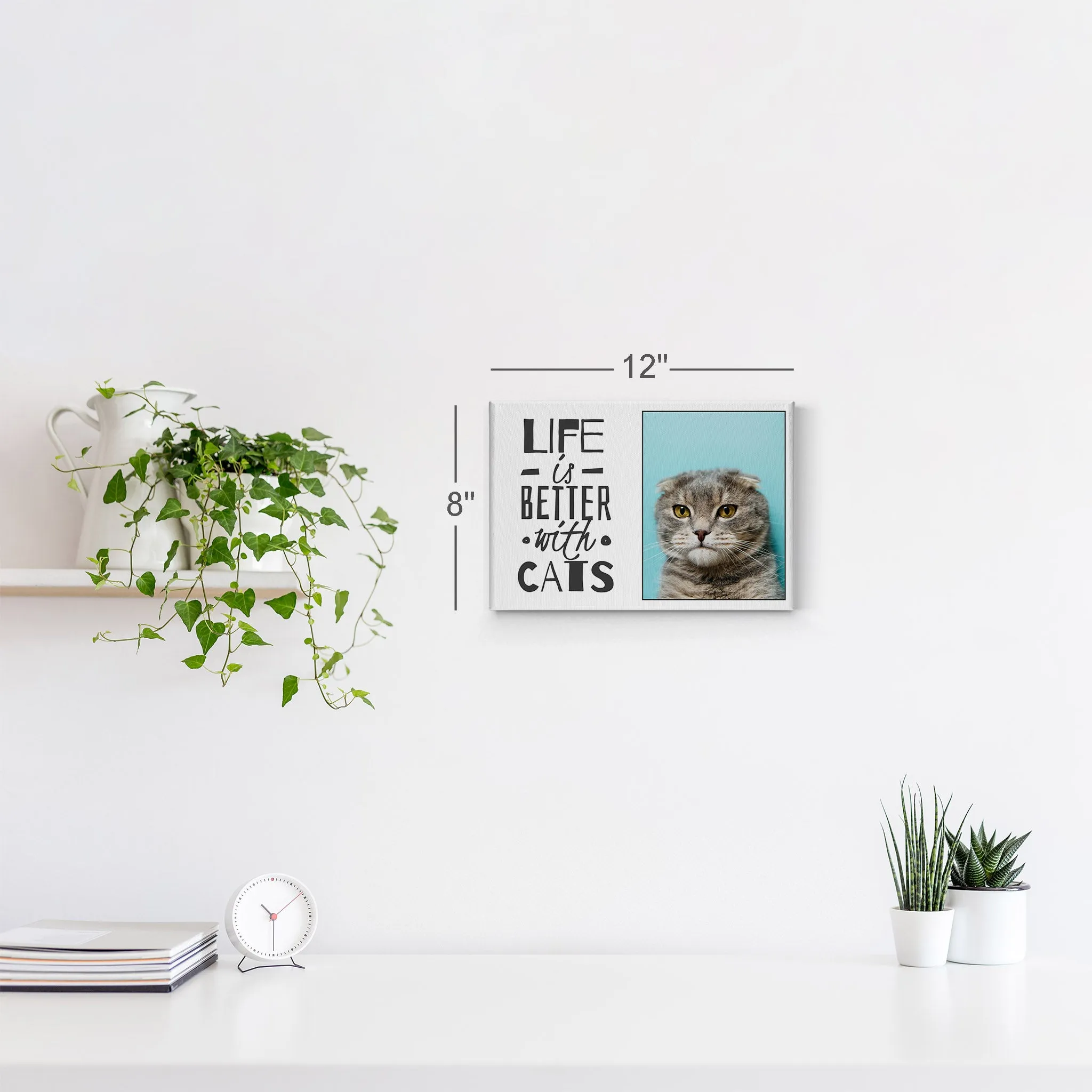Personalized Gift Wall Art Custom Photo Pet - Life is Better with Cats
