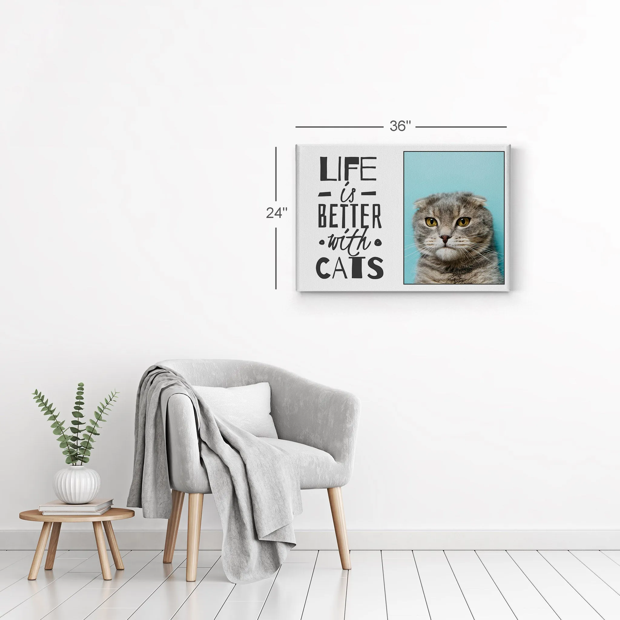 Personalized Gift Wall Art Custom Photo Pet - Life is Better with Cats