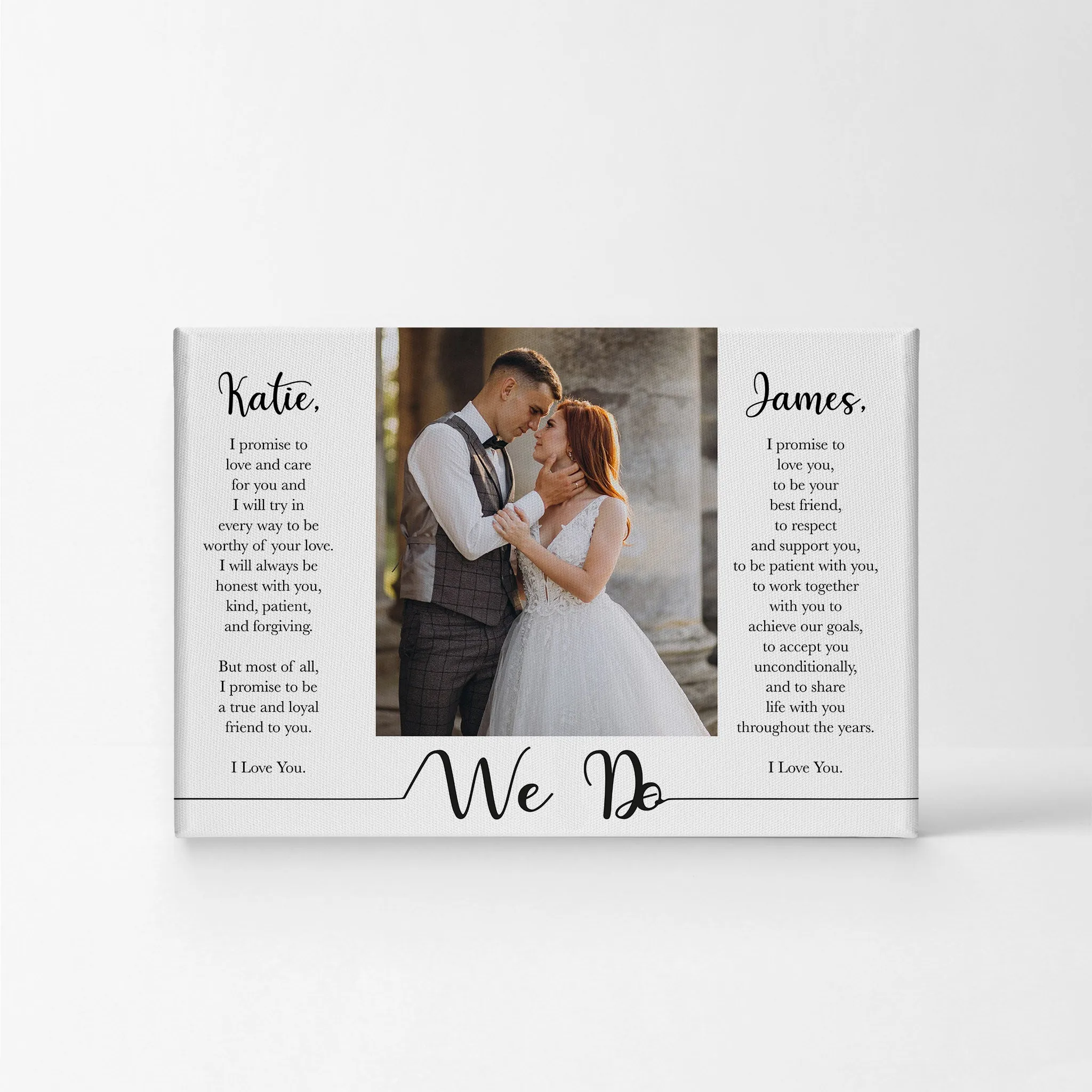 Personalized Gift Wall Art Custom Photo with Custom Wedding Vow and Names