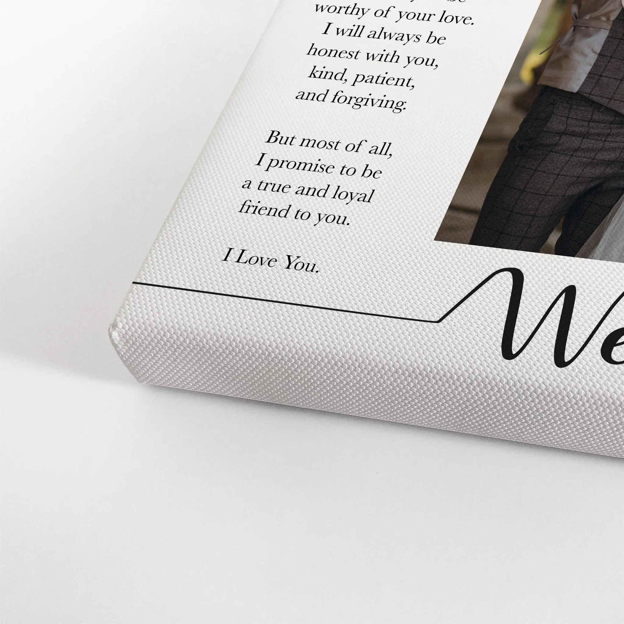 Personalized Gift Wall Art Custom Photo with Custom Wedding Vow and Names