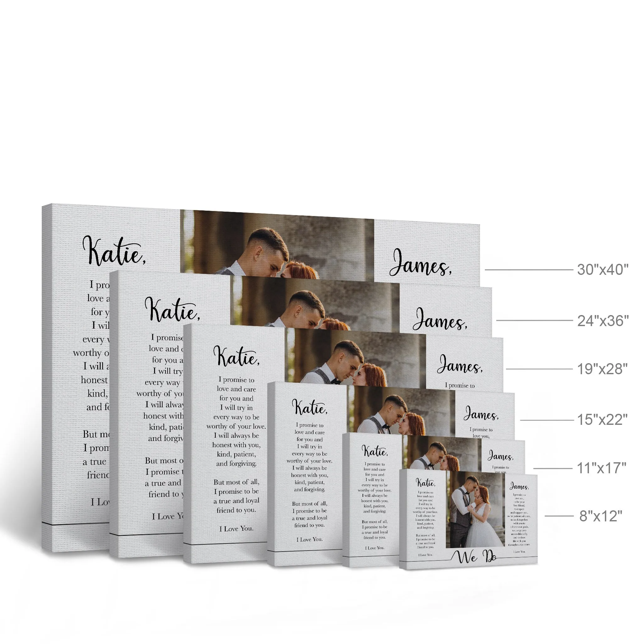 Personalized Gift Wall Art Custom Photo with Custom Wedding Vow and Names