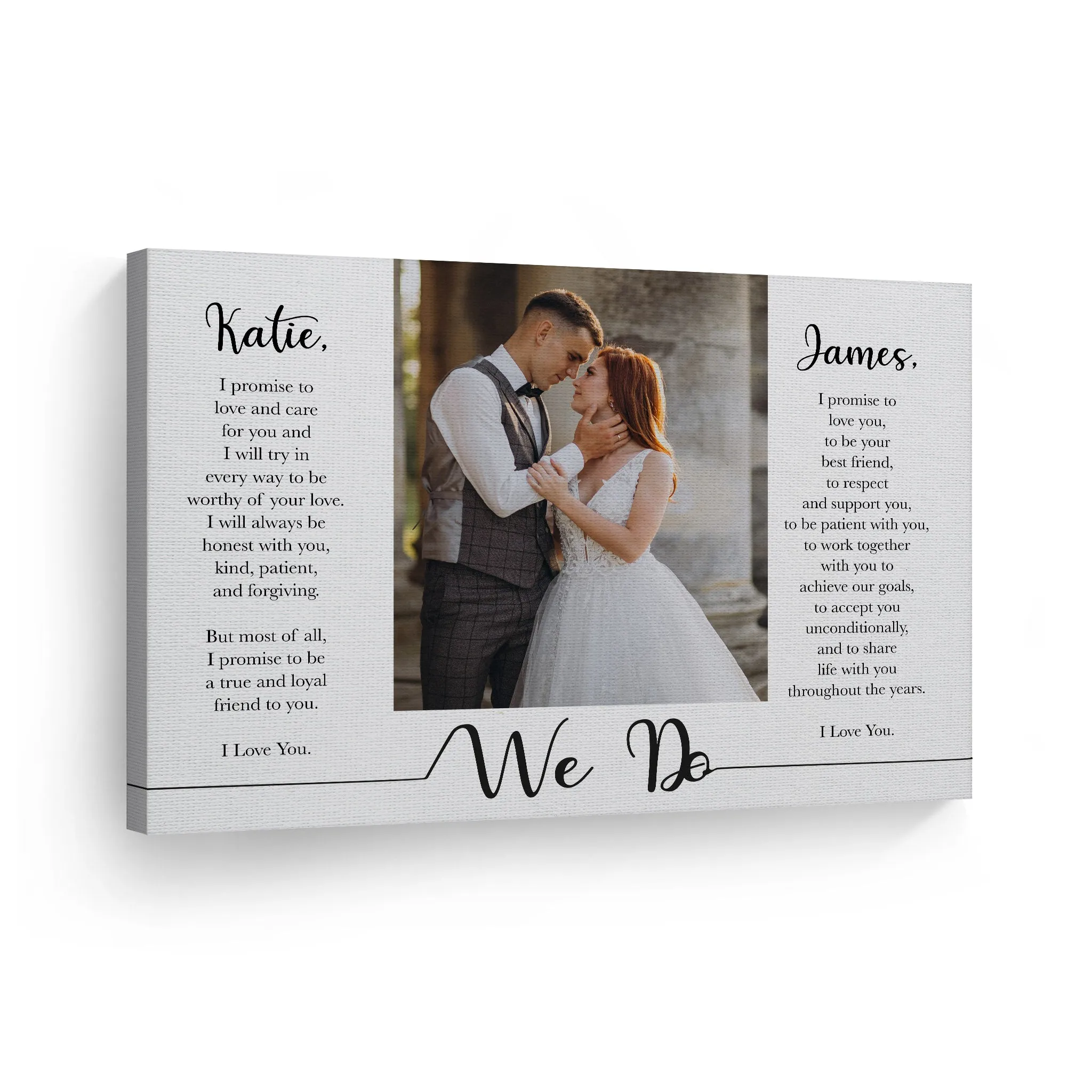 Personalized Gift Wall Art Custom Photo with Custom Wedding Vow and Names