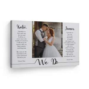 Personalized Gift Wall Art Custom Photo with Custom Wedding Vow and Names