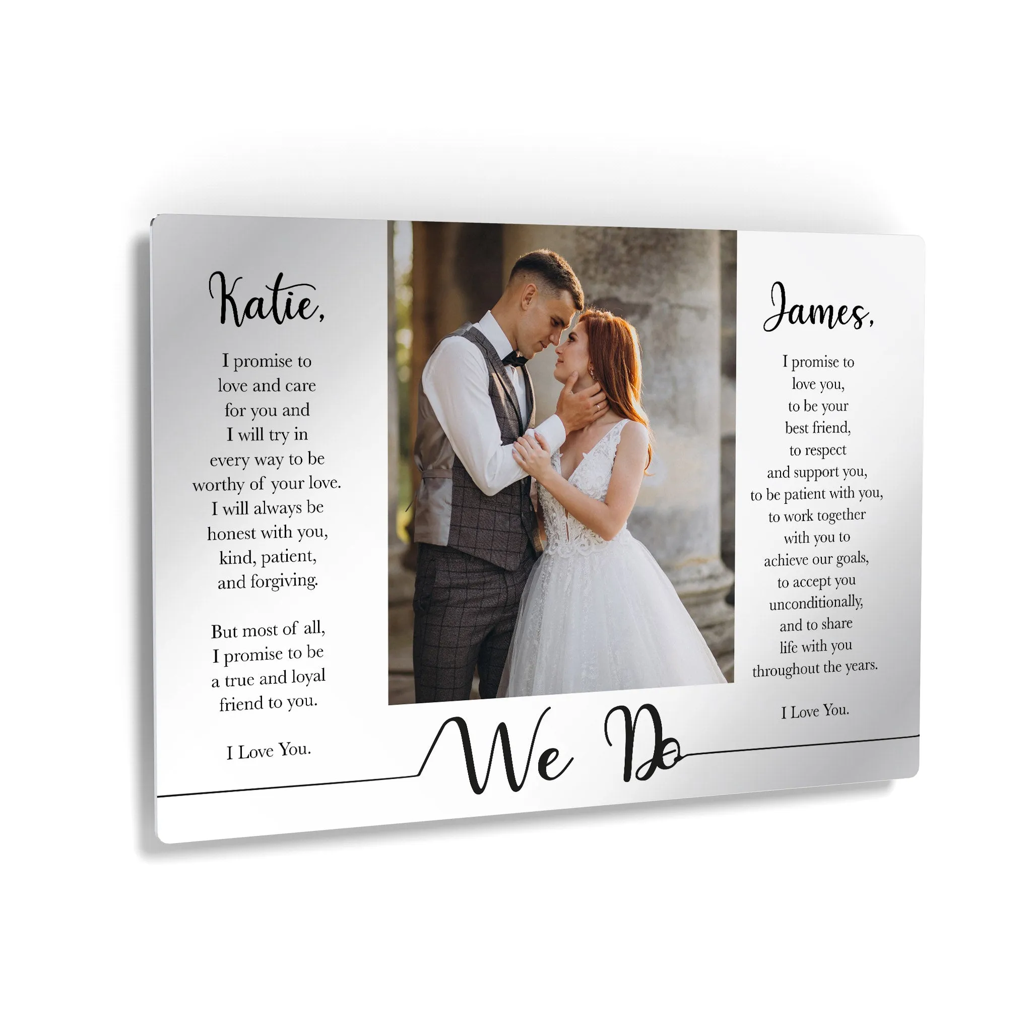 Personalized Gift Wall Art Custom Photo with Custom Wedding Vow and Names