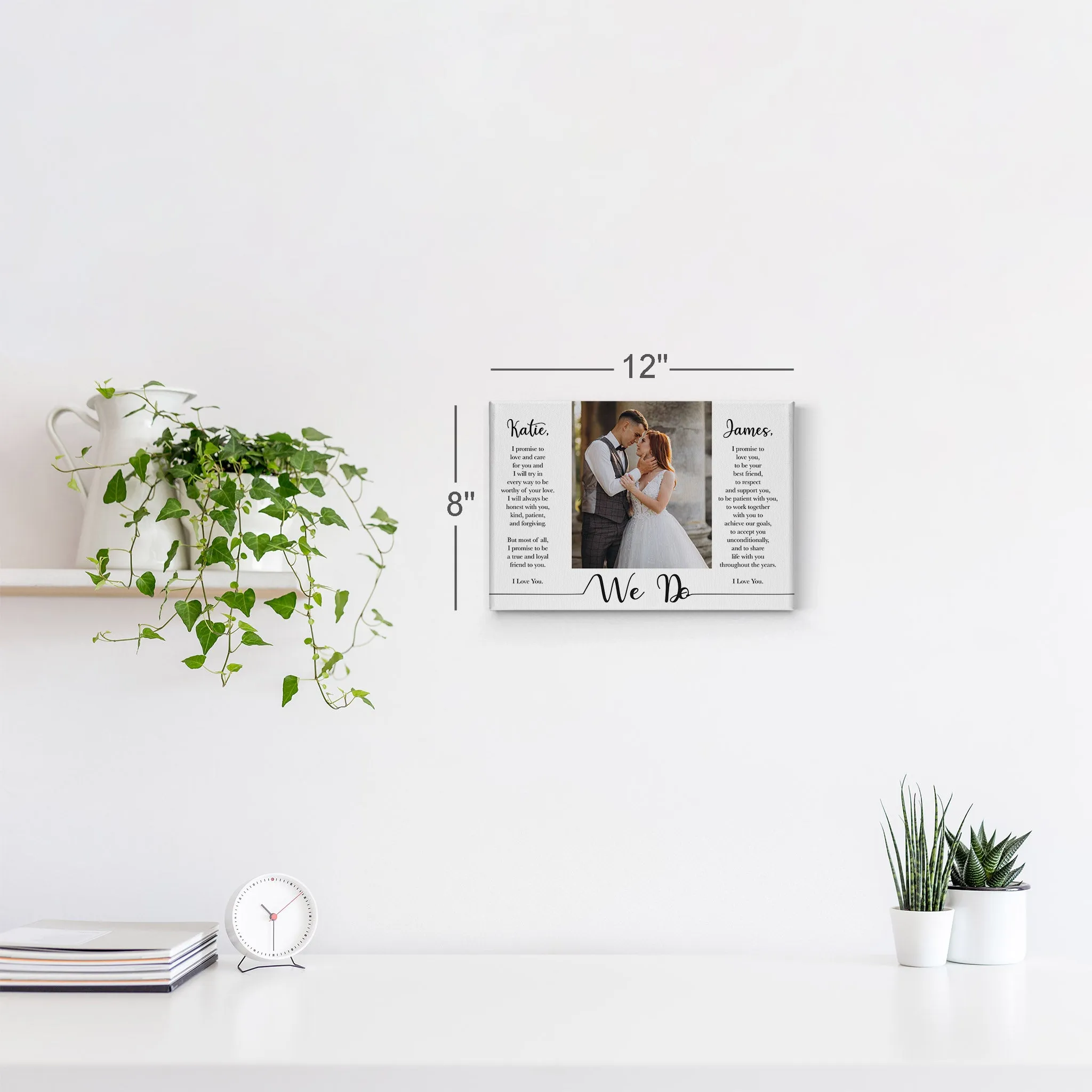 Personalized Gift Wall Art Custom Photo with Custom Wedding Vow and Names