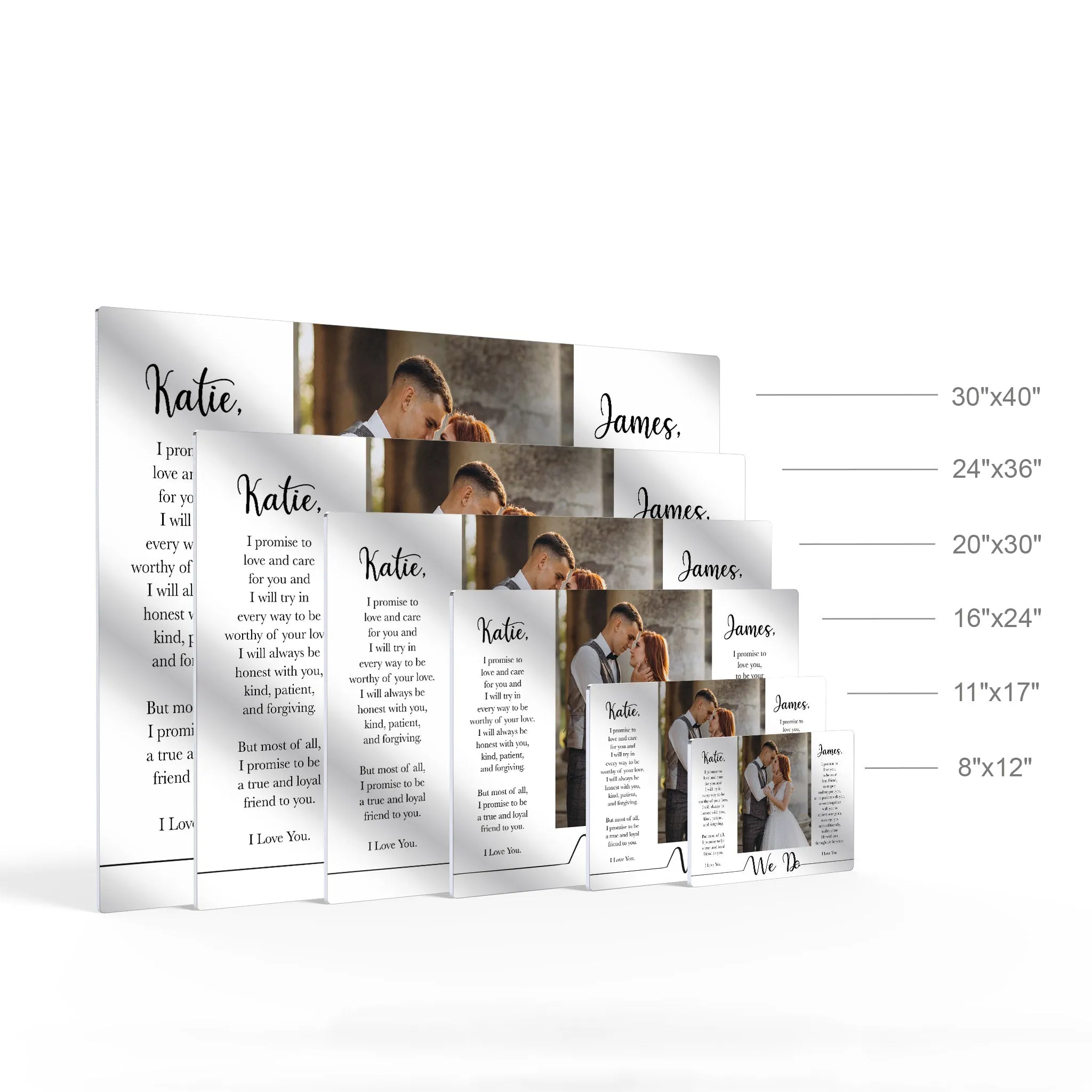 Personalized Gift Wall Art Custom Photo with Custom Wedding Vow and Names