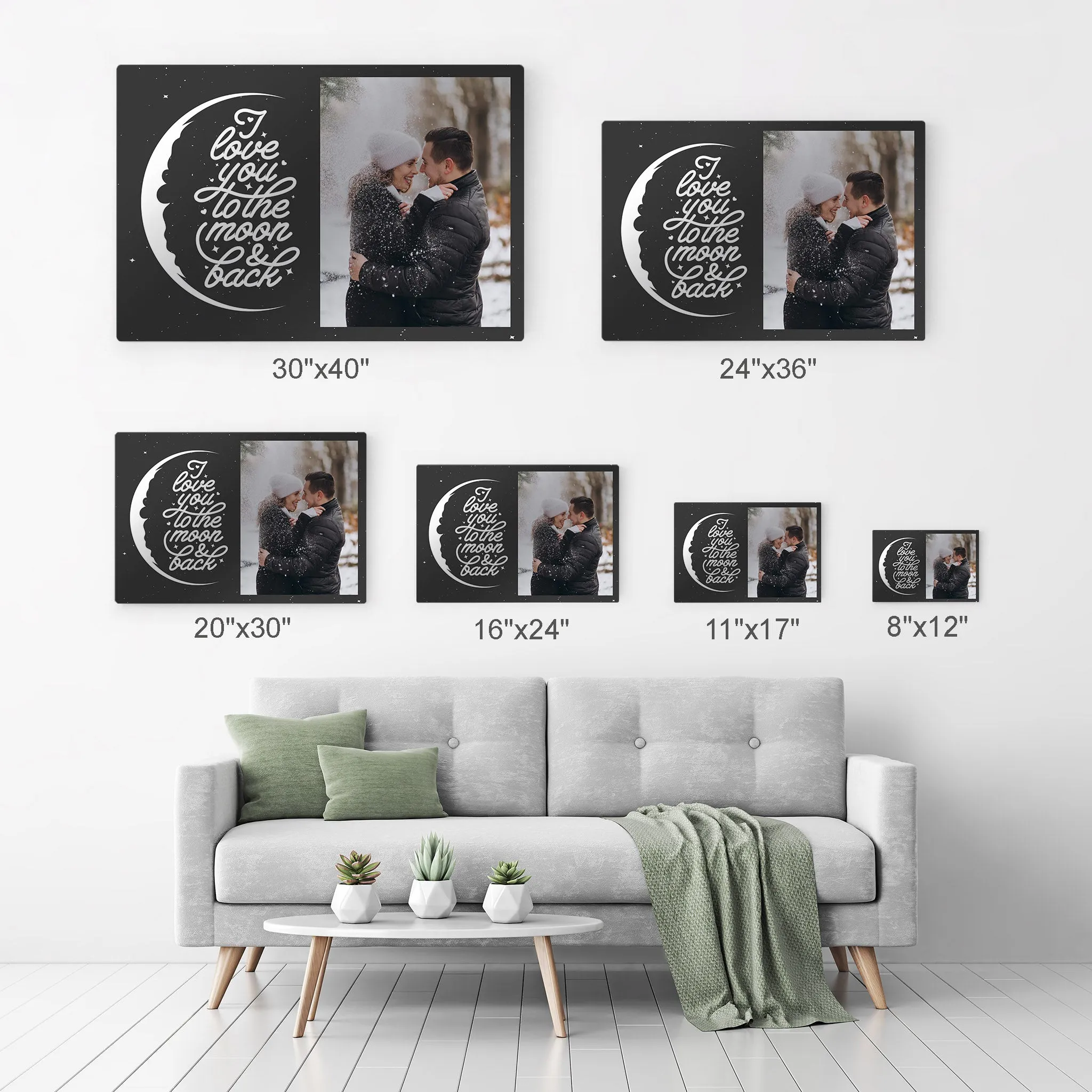 Personalized Gift Wall Art Custom Photo with I Love You to the Moon and Back Quote