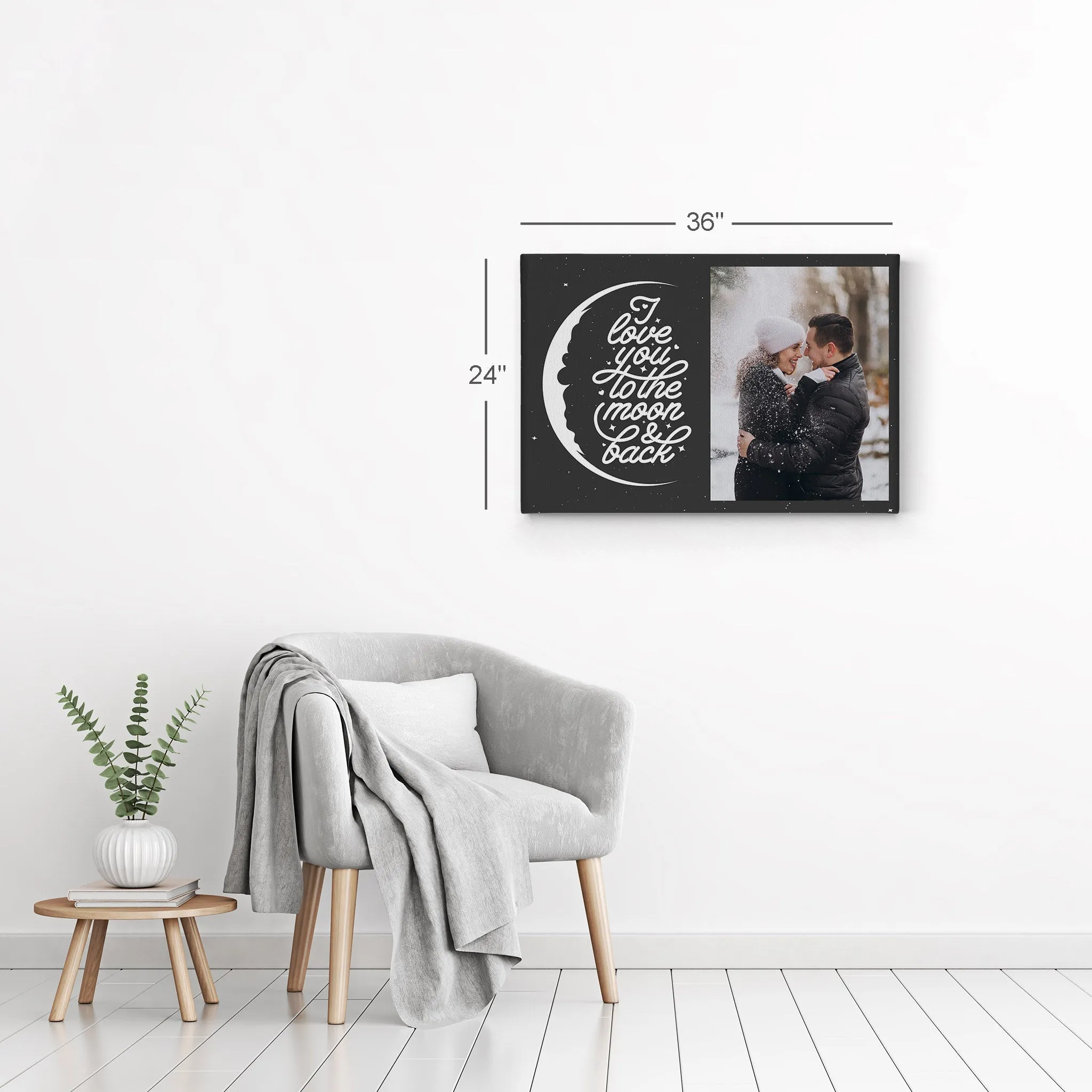 Personalized Gift Wall Art Custom Photo with I Love You to the Moon and Back Quote