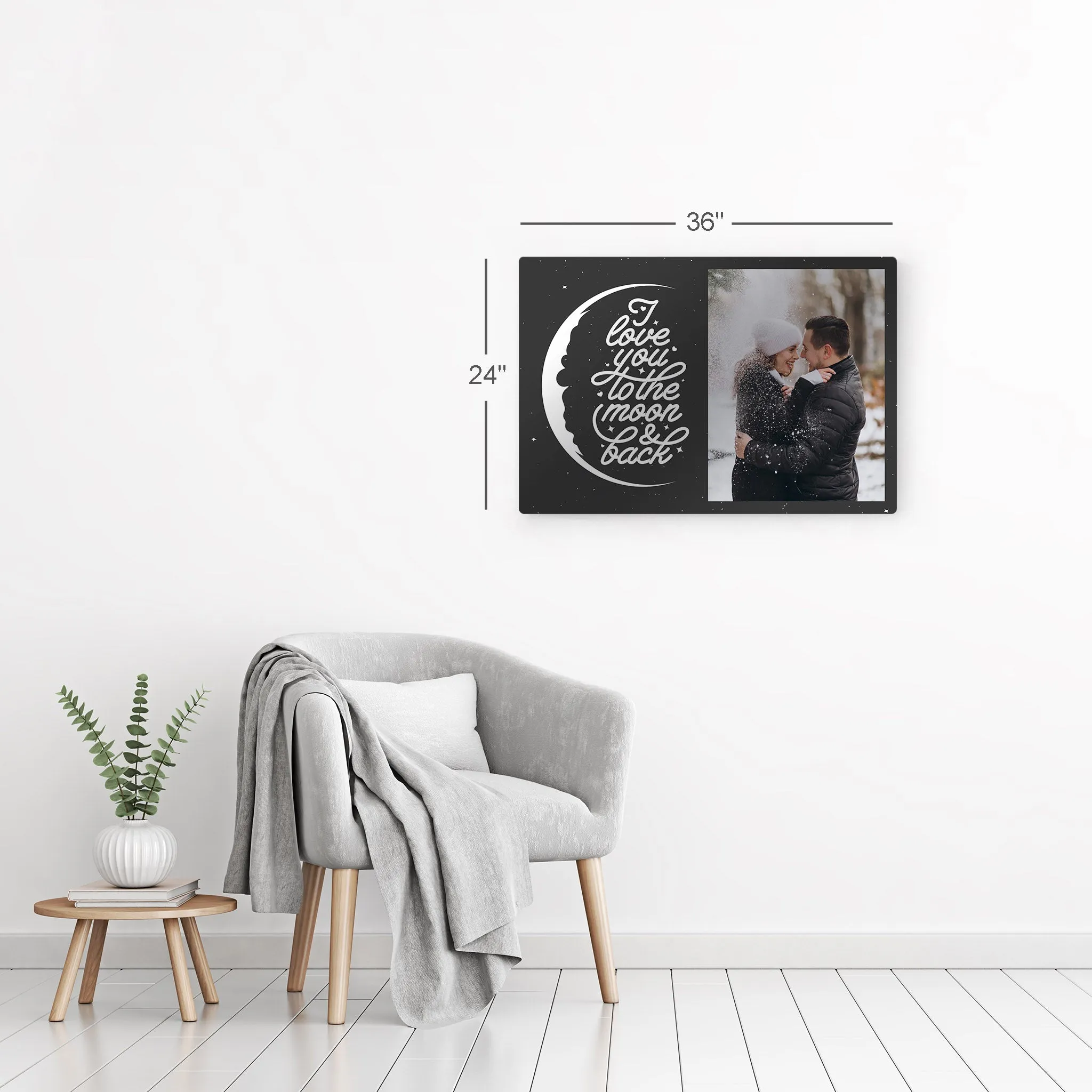 Personalized Gift Wall Art Custom Photo with I Love You to the Moon and Back Quote
