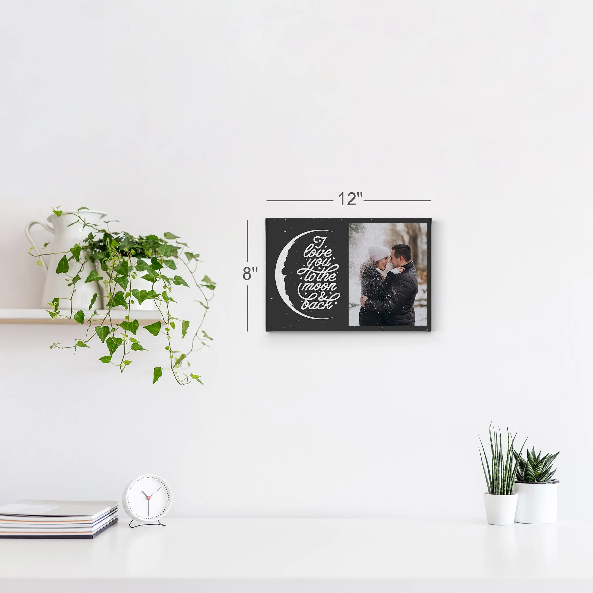 Personalized Gift Wall Art Custom Photo with I Love You to the Moon and Back Quote