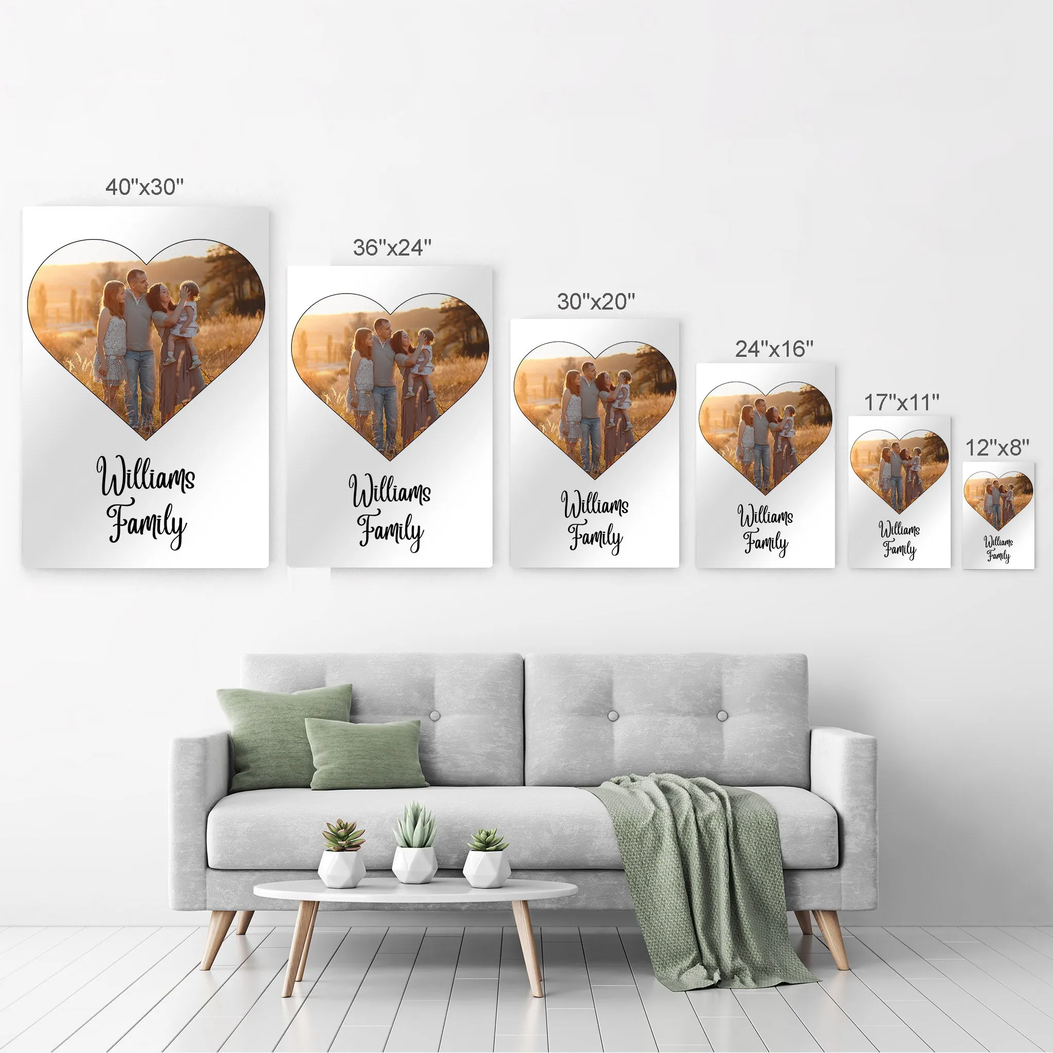 Personalized Gift Wall Art Heart Custom Photo Collage with Family Name