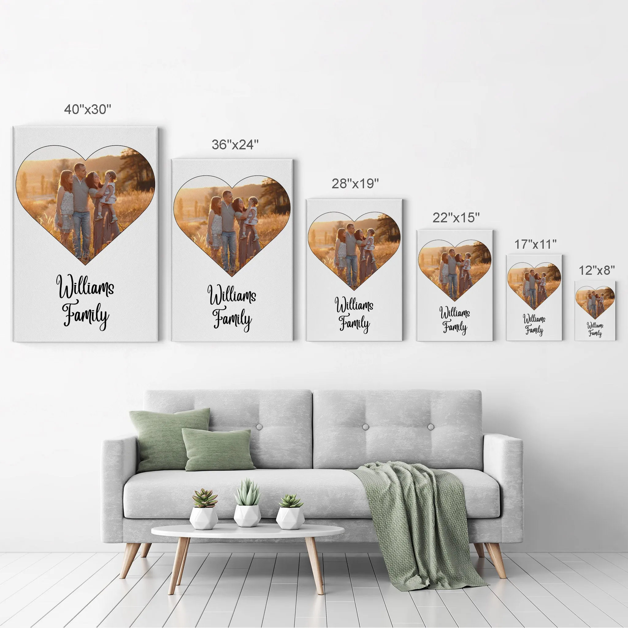Personalized Gift Wall Art Heart Custom Photo Collage with Family Name