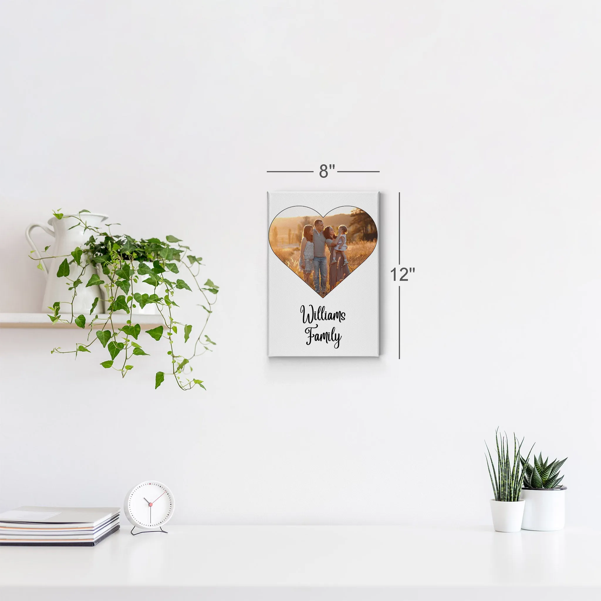 Personalized Gift Wall Art Heart Custom Photo Collage with Family Name