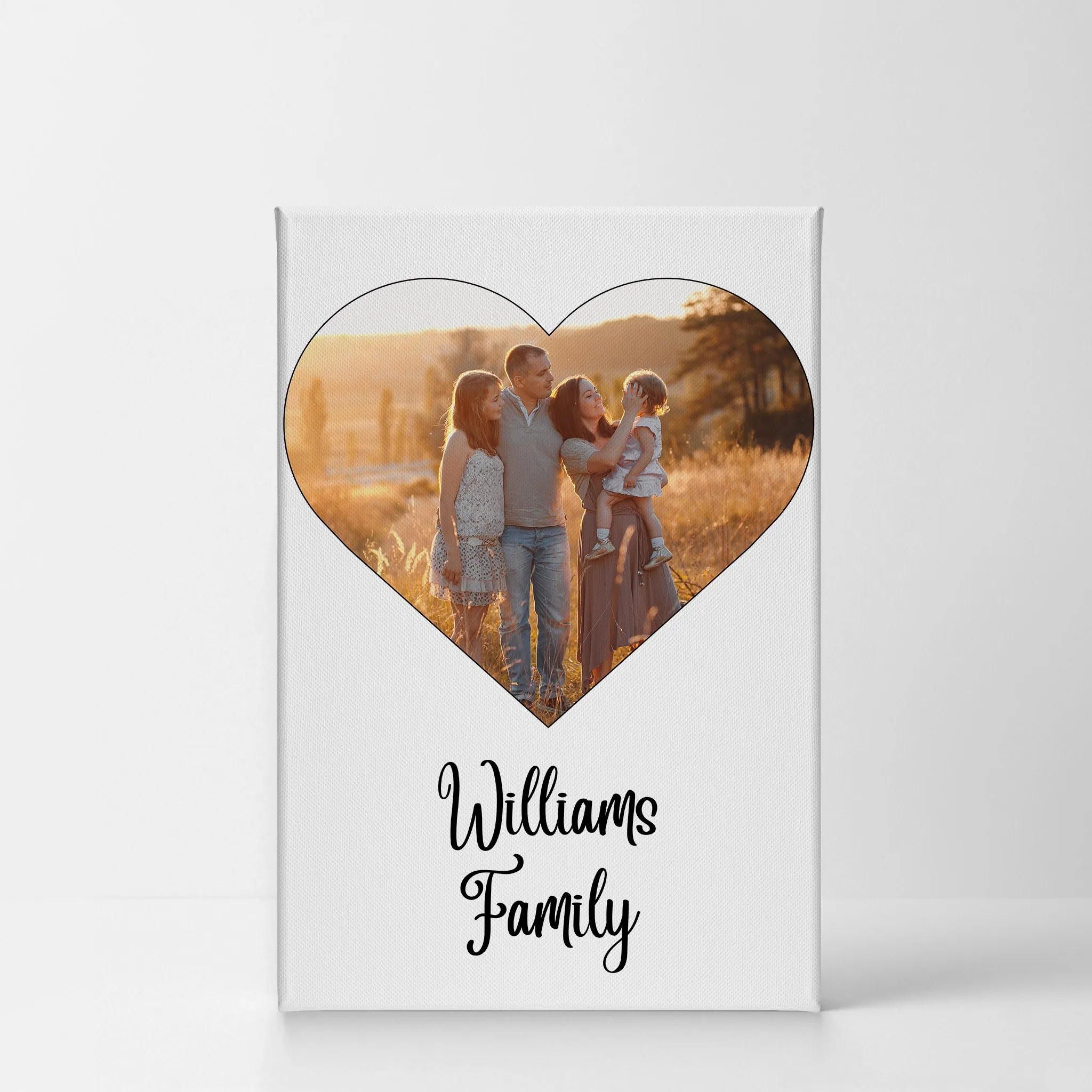Personalized Gift Wall Art Heart Custom Photo Collage with Family Name