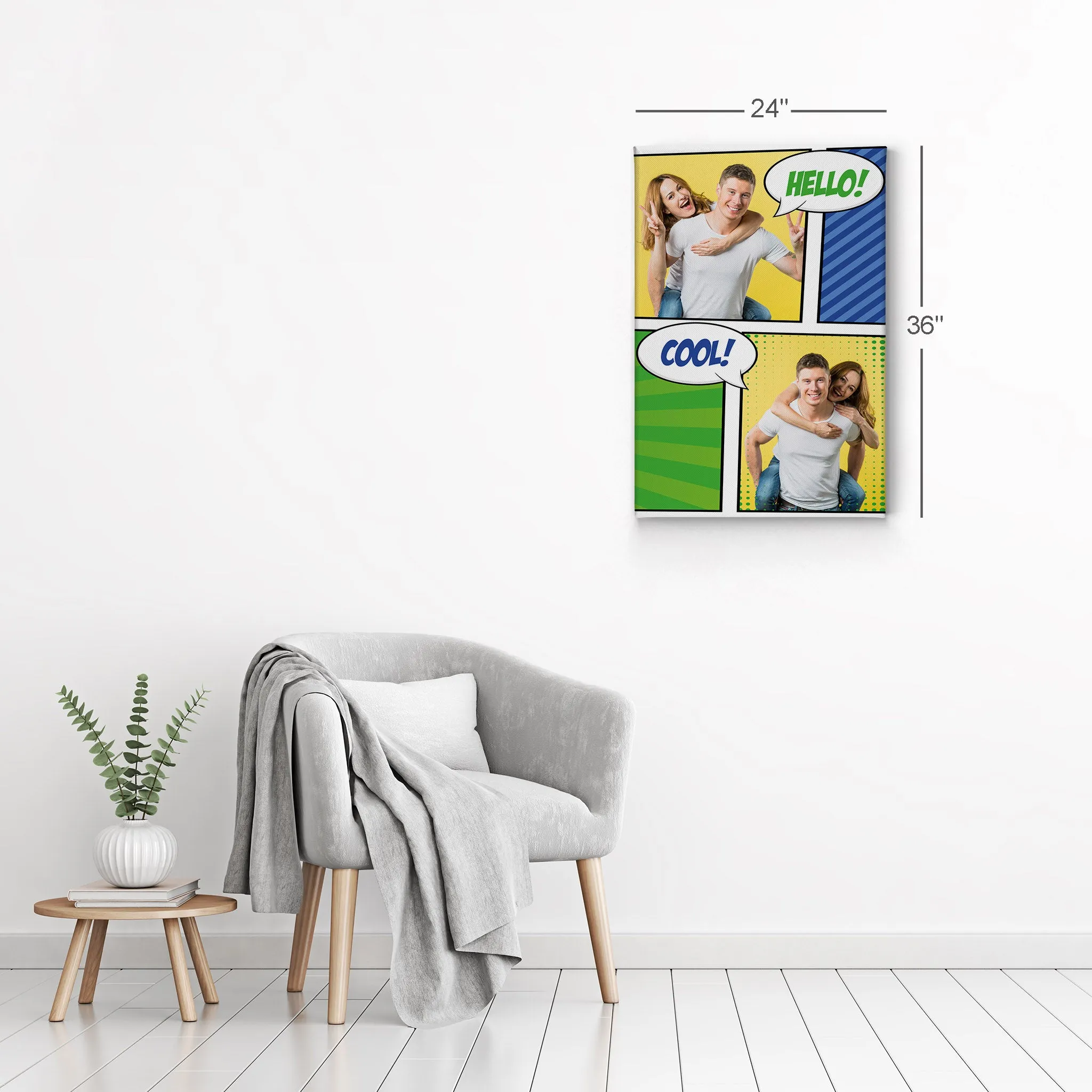 Personalized Gift Wall Art Pop Art Custom Photo Collage with Customized Speech Bubble