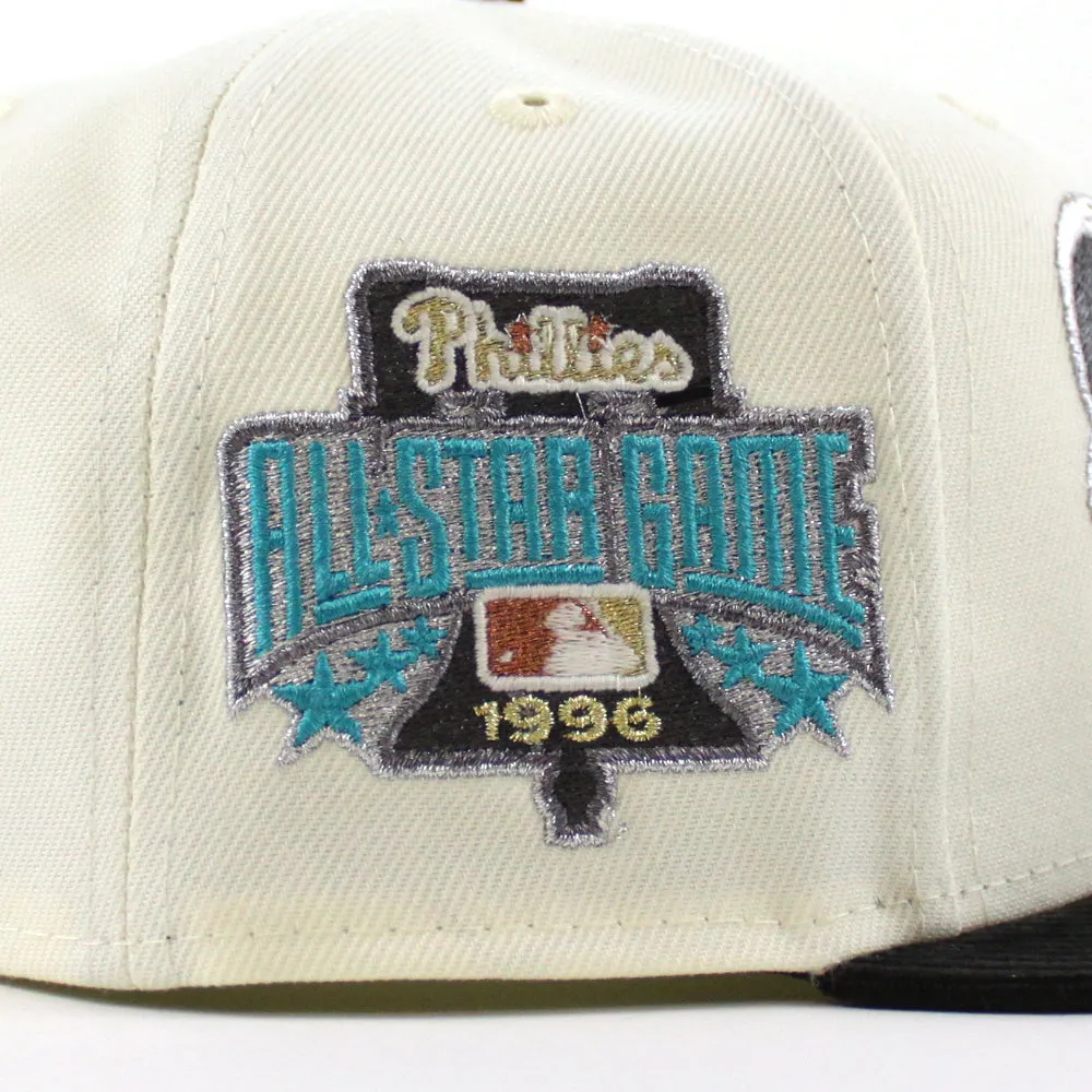 Philadelphia Phillies 1996 All Star Game 59Fifty New Era Fitted Hat (Glow in the Dark Chrome White Corduroy Metallic Gold Under Brim)