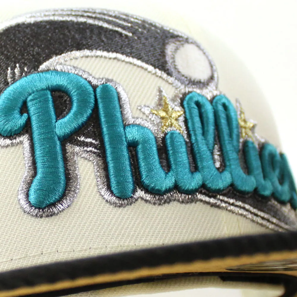 Philadelphia Phillies 1996 All Star Game 59Fifty New Era Fitted Hat (Glow in the Dark Chrome White Corduroy Metallic Gold Under Brim)