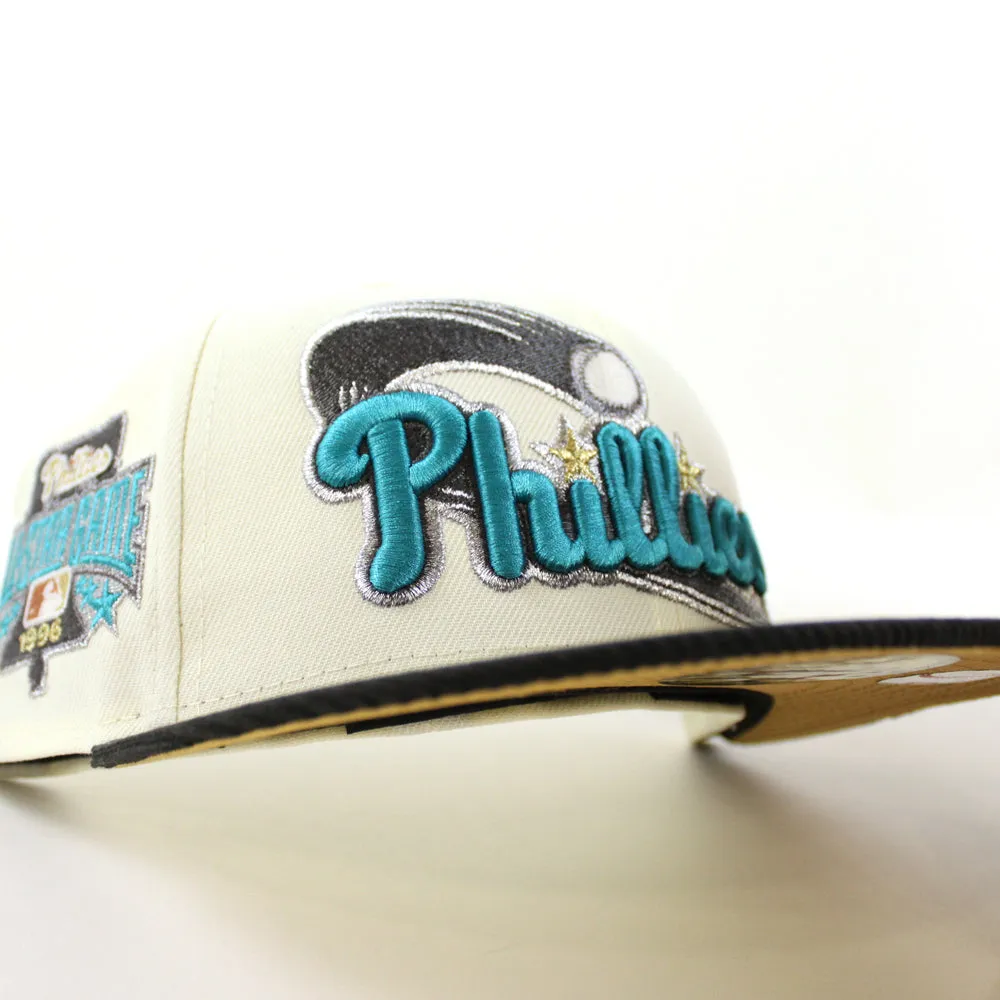 Philadelphia Phillies 1996 All Star Game 59Fifty New Era Fitted Hat (Glow in the Dark Chrome White Corduroy Metallic Gold Under Brim)