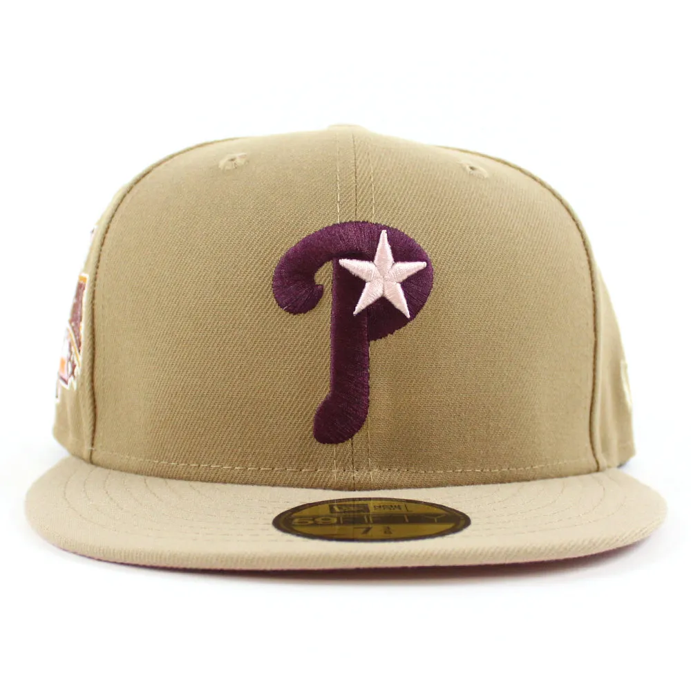 Philadelphia Phillies 1996 All Star Game 59Fifty New Era Fitted Hat (Khaki Camel Pink Under Brim)