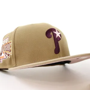 Philadelphia Phillies 1996 All Star Game 59Fifty New Era Fitted Hat (Khaki Camel Pink Under Brim)