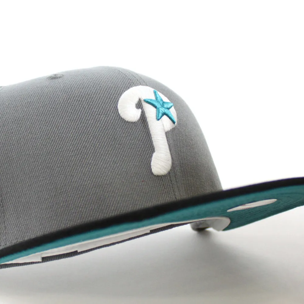 Philadelphia Phillies 2006 All Star Game 59Fifty New Era Fitted Hats (GITD Storm Gray Black Teal Under Brim)