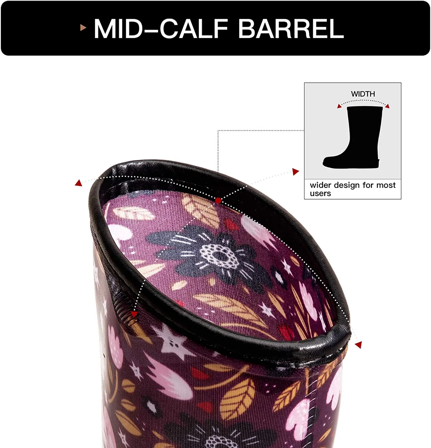 Pink Butterfly Waterproof Print Rain Boots