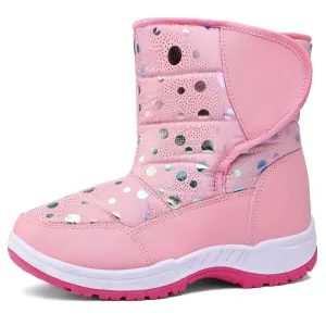 Pink Silver Dot Waterproof Non-slip Snow Boots