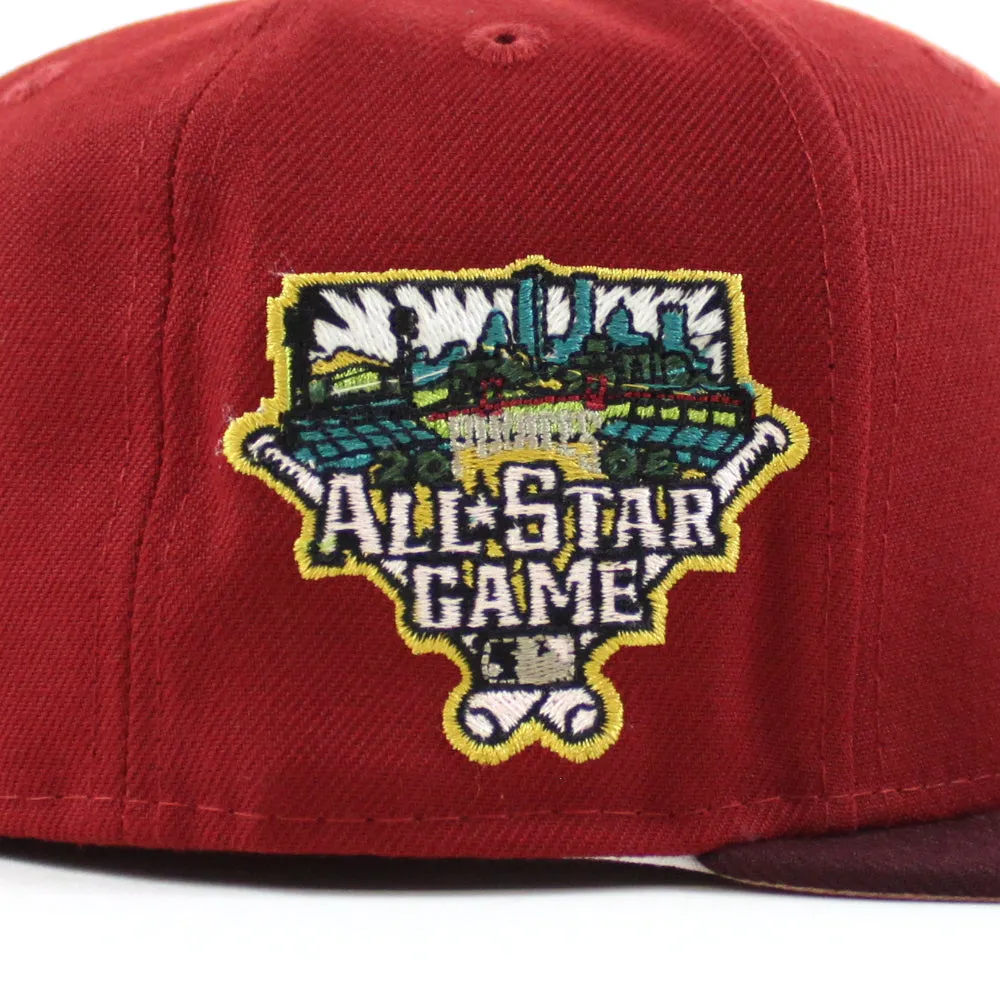 Pittsburgh Pirates 2006 All Star Game 59Fifty New Era Fitted Hat (Glow in the Dark H Red Maroon Blush Sky Under Brim)