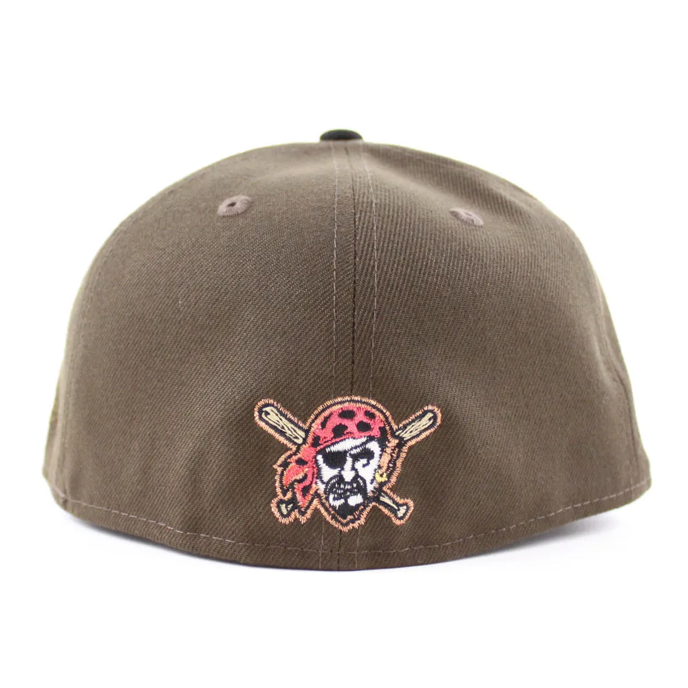 Pittsburgh Pirates TEAM FLAG 59Fifty New Era Fitted Hat (GITD Walnut Black Red Under Brim)