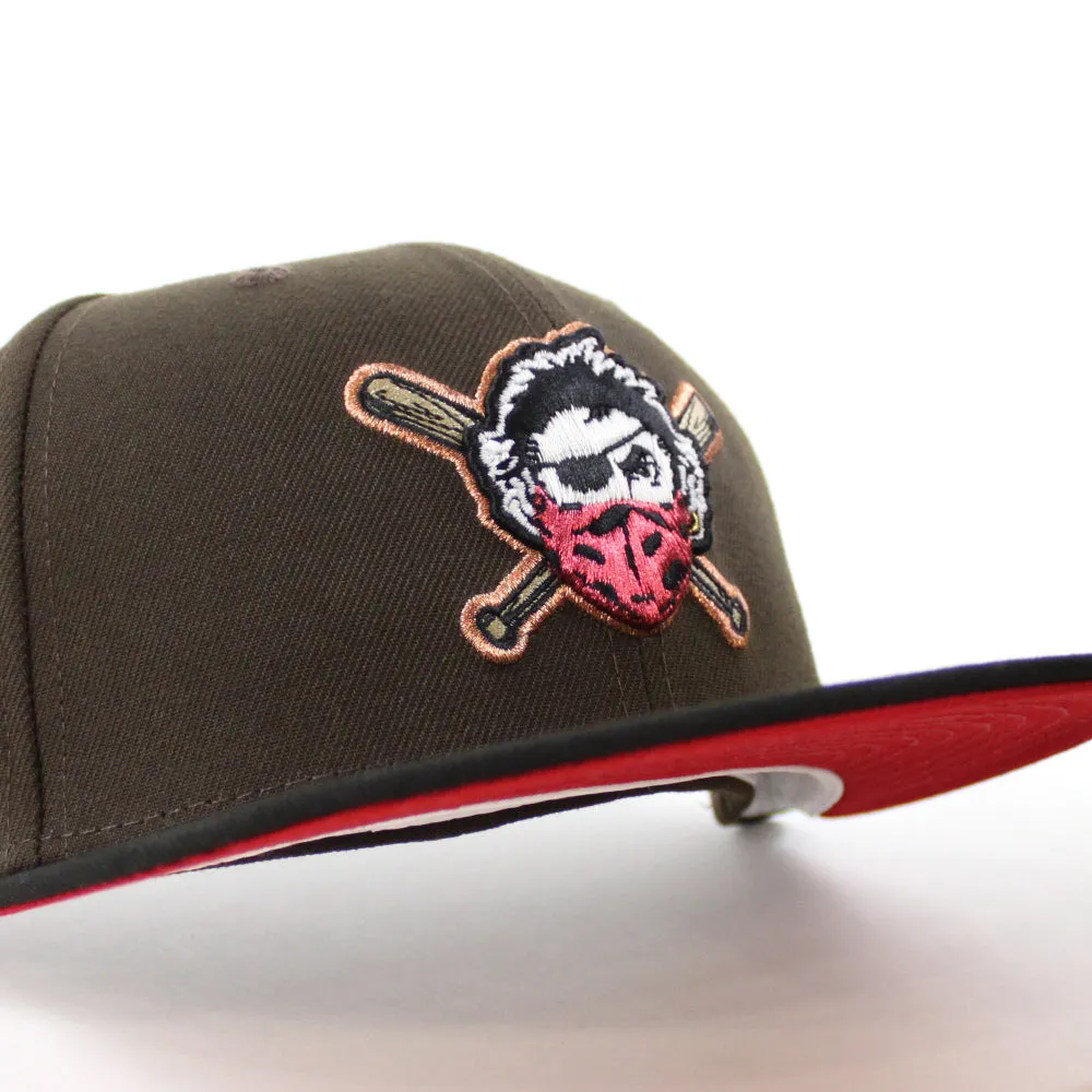 Pittsburgh Pirates TEAM FLAG 59Fifty New Era Fitted Hat (GITD Walnut Black Red Under Brim)