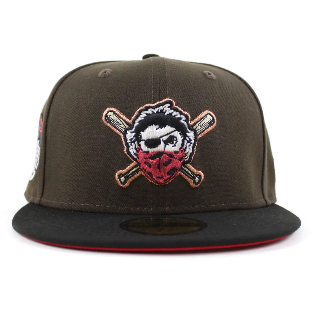 Pittsburgh Pirates TEAM FLAG 59Fifty New Era Fitted Hat (GITD Walnut Black Red Under Brim)