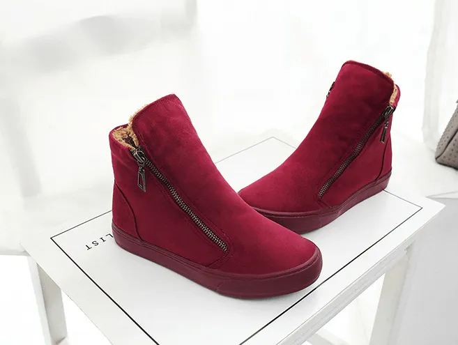 Plus velvet warm short tube cotton boots British style personality side zip Martin boots