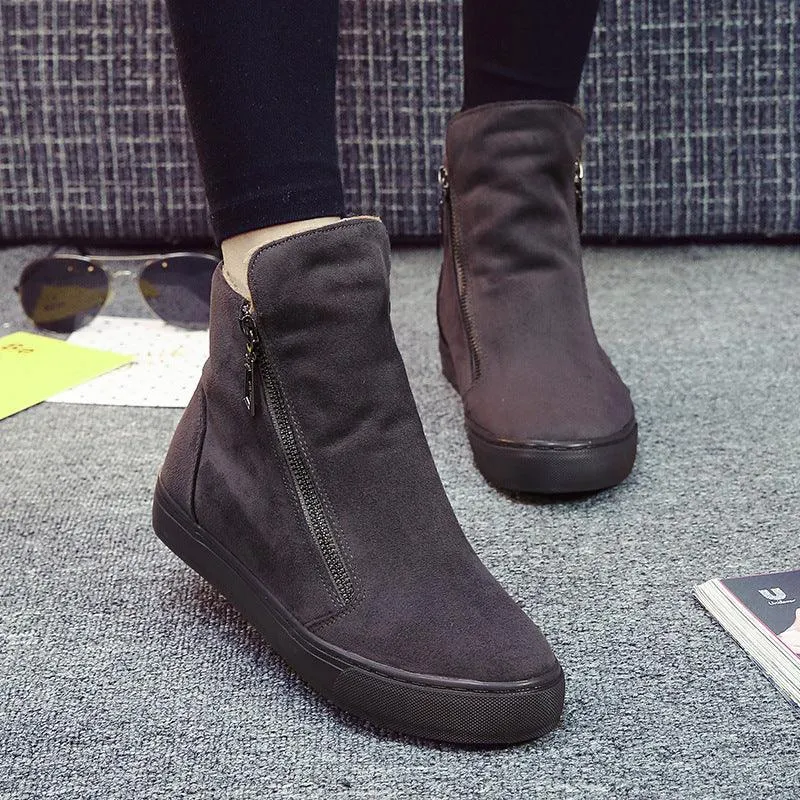 Plus velvet warm short tube cotton boots British style personality side zip Martin boots
